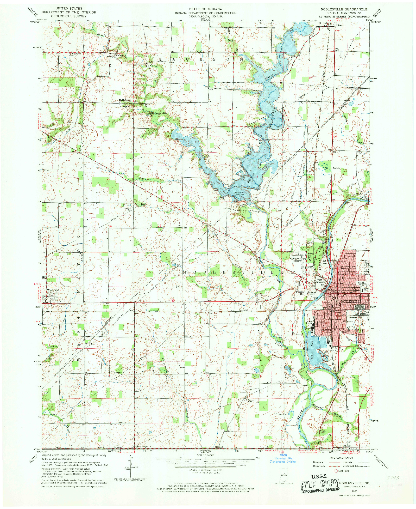 USGS 1:24000-SCALE QUADRANGLE FOR NOBLESVILLE, IN 1960