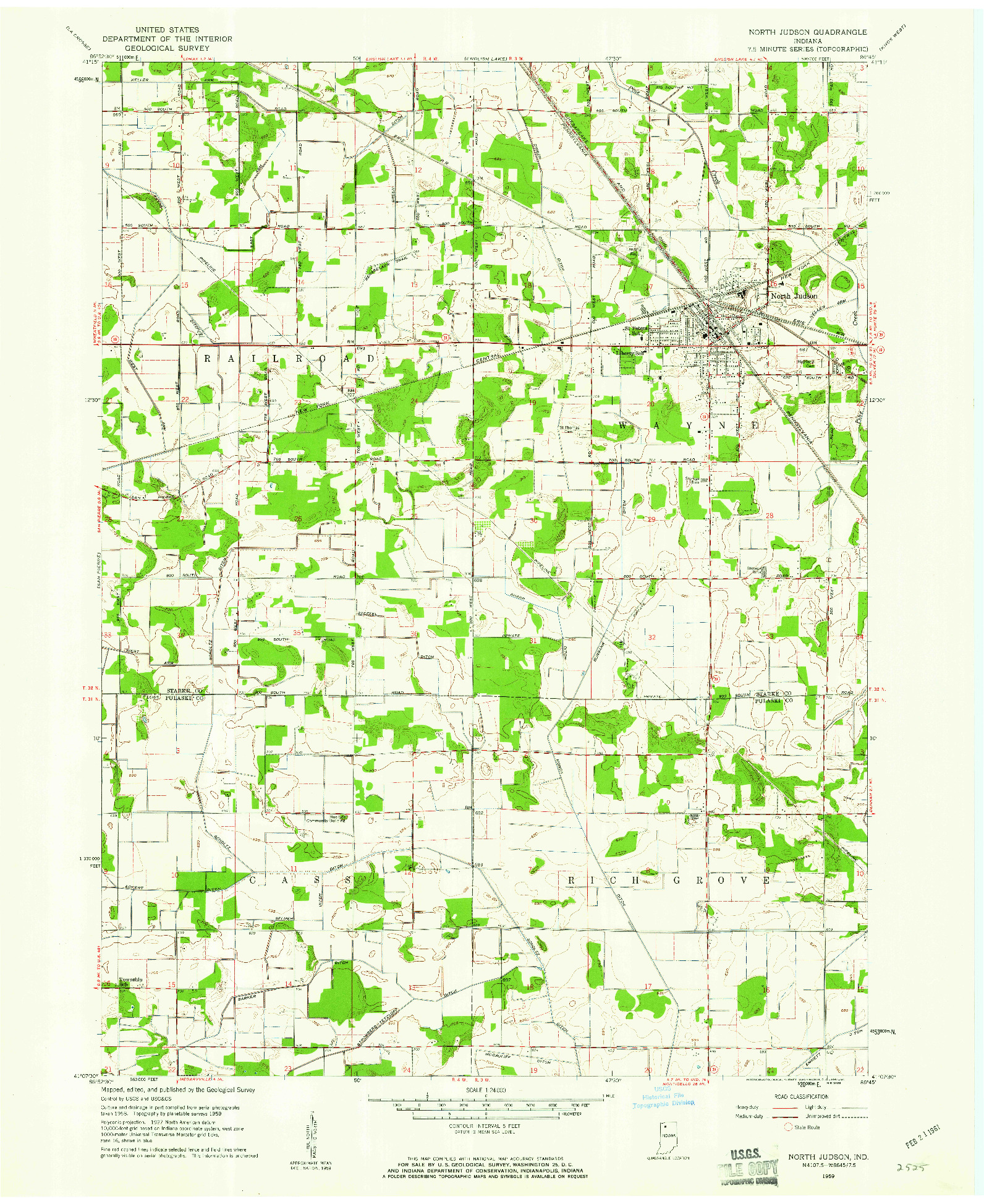 USGS 1:24000-SCALE QUADRANGLE FOR NORTH JUDSON, IN 1959