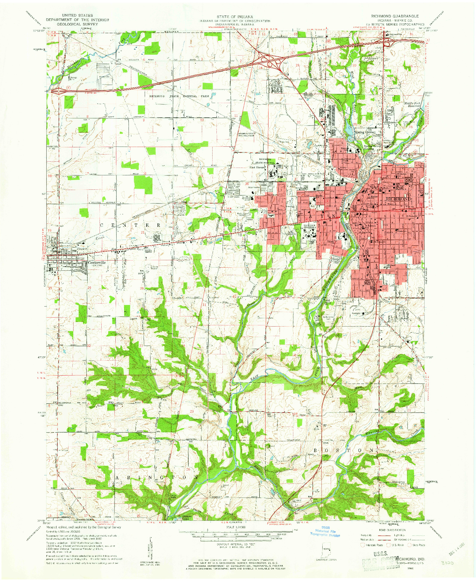 USGS 1:24000-SCALE QUADRANGLE FOR RICHMOND, IN 1960