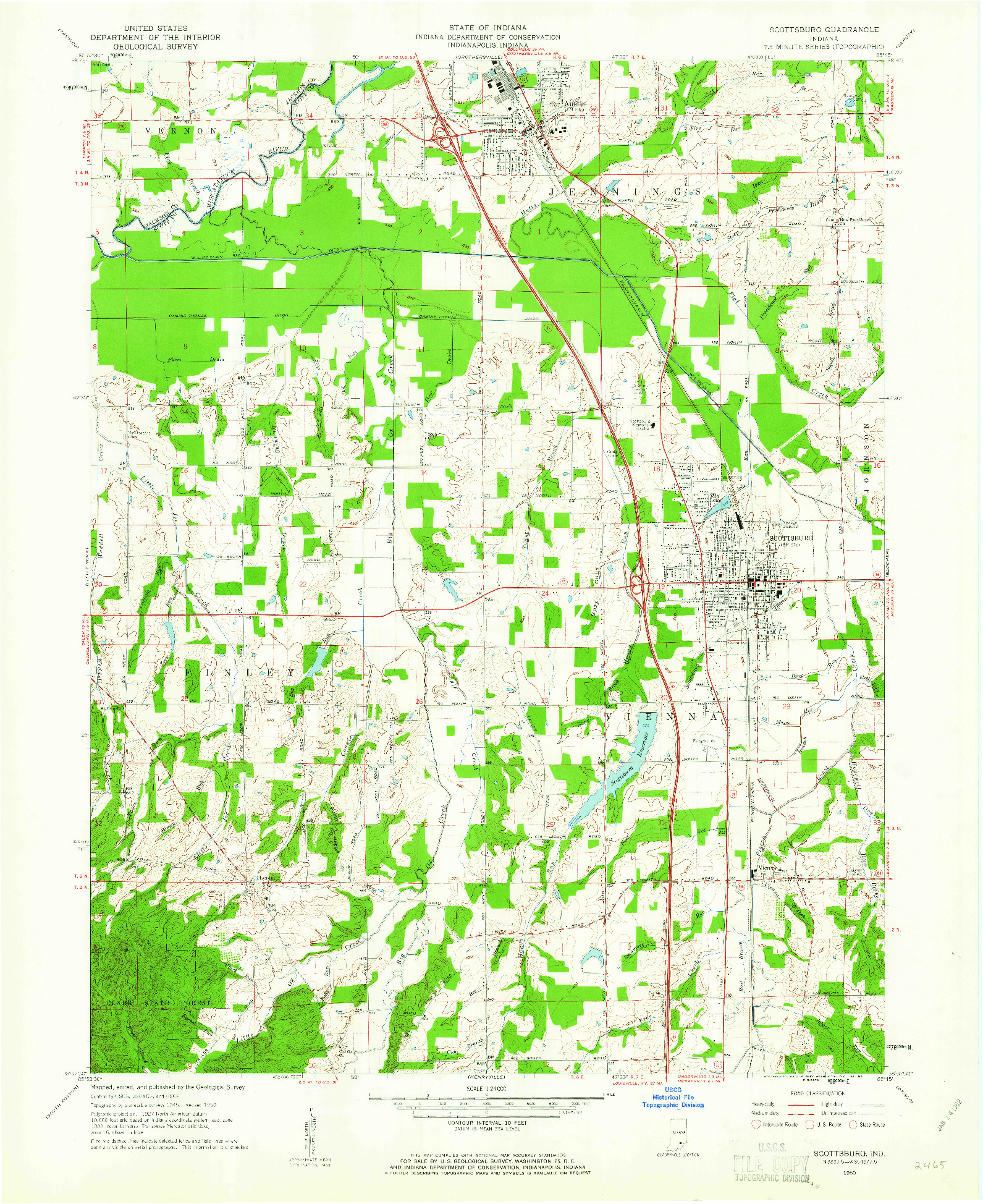 USGS 1:24000-SCALE QUADRANGLE FOR SCOTTSBURG, IN 1960