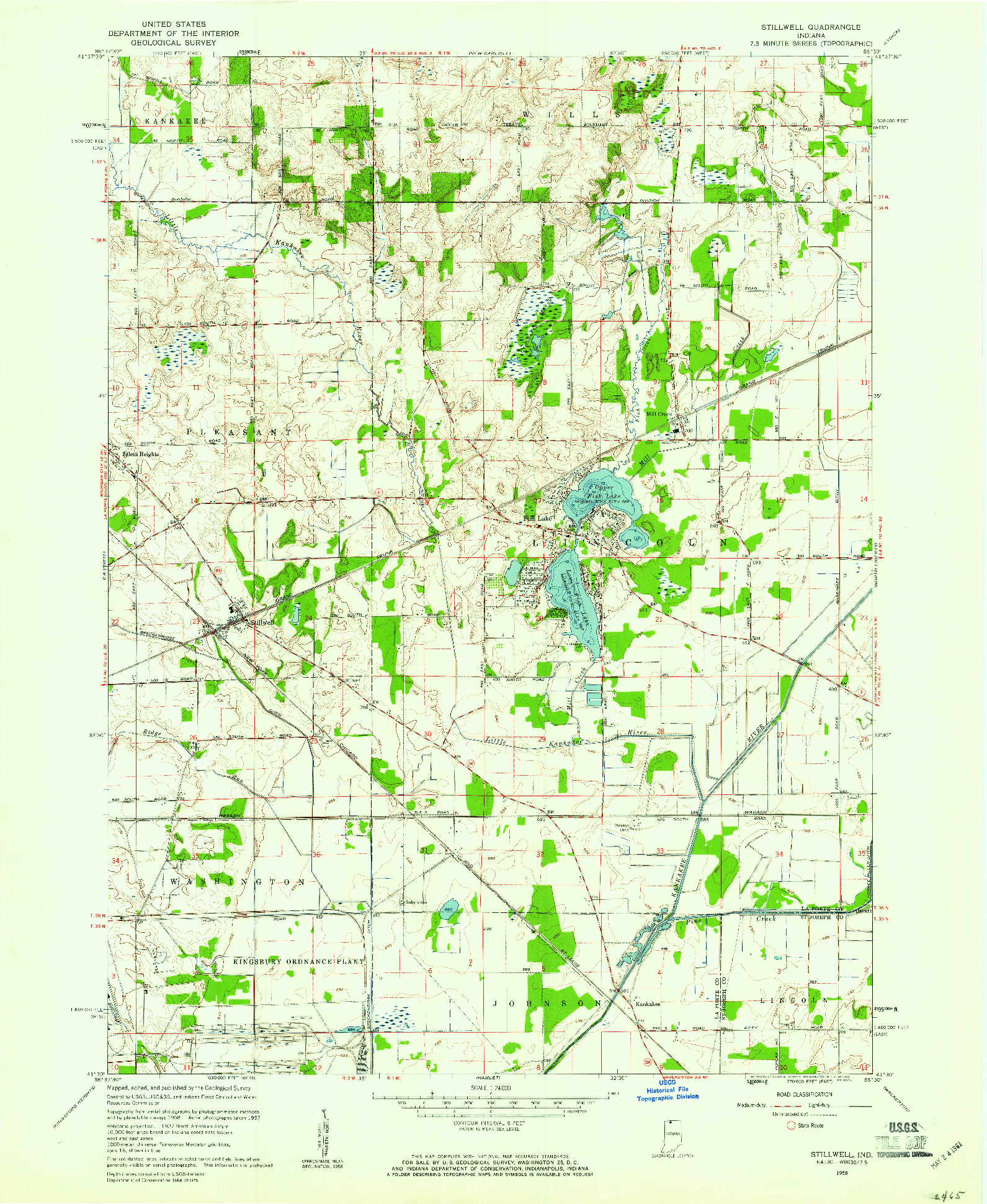 USGS 1:24000-SCALE QUADRANGLE FOR STILLWELL, IN 1958