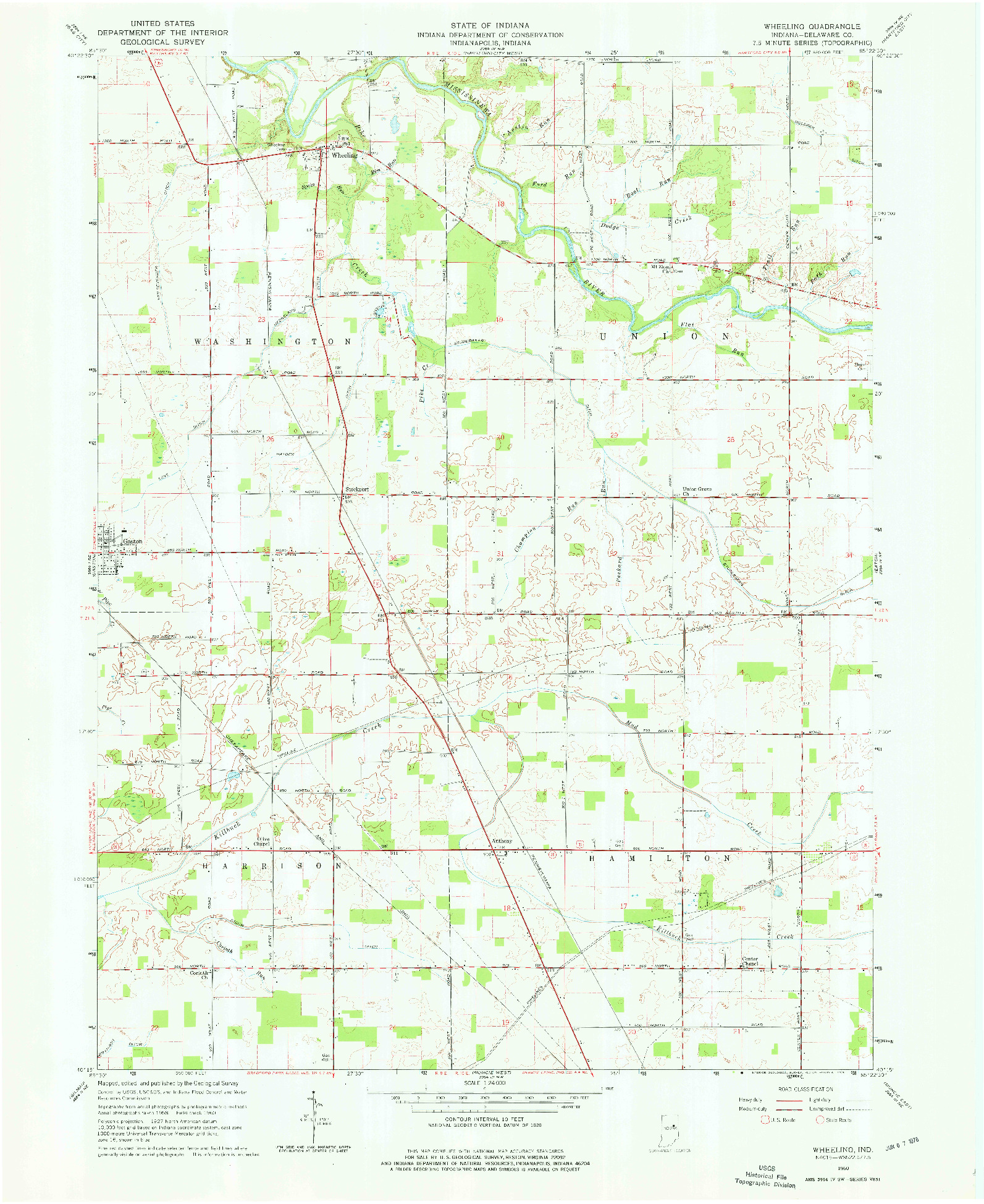 USGS 1:24000-SCALE QUADRANGLE FOR WHEELING, IN 1960