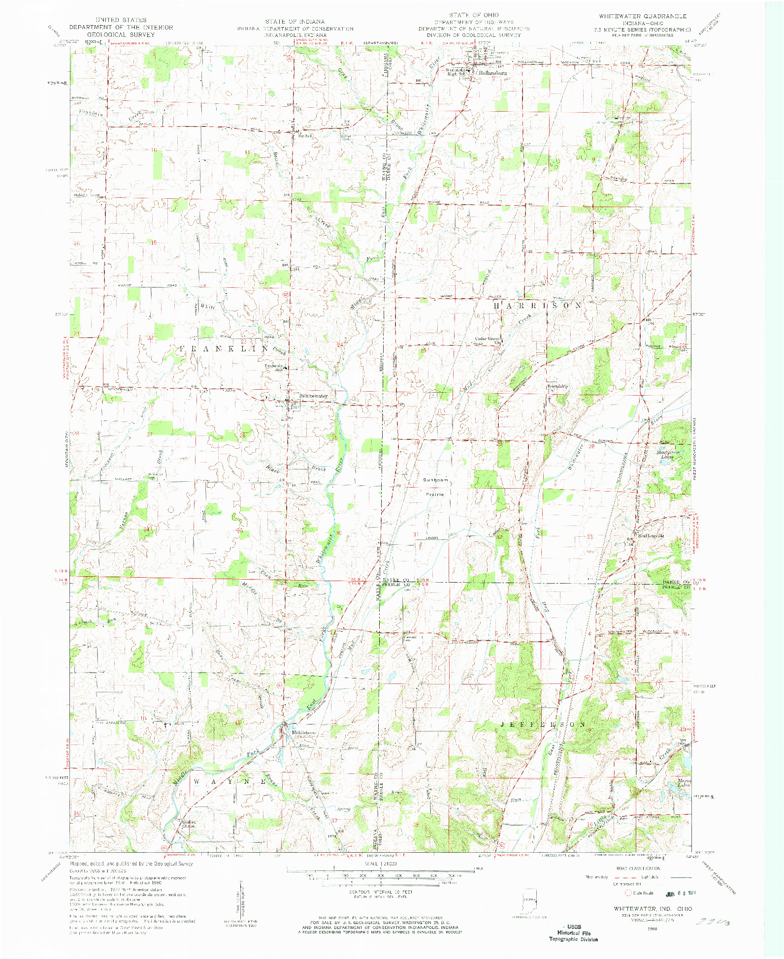 USGS 1:24000-SCALE QUADRANGLE FOR WHITEWATER, IN 1960