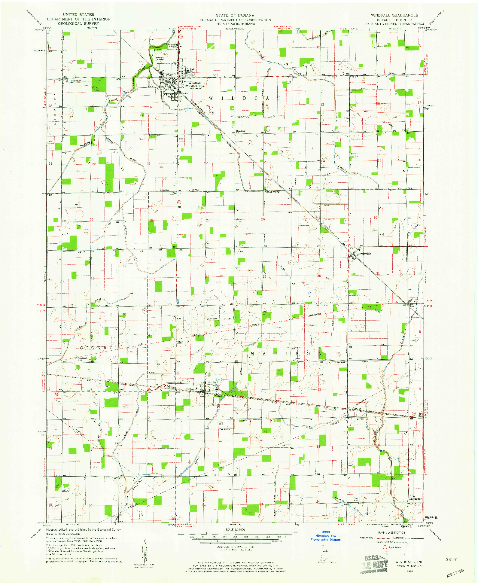 USGS 1:24000-SCALE QUADRANGLE FOR WIND FALL, IN 1960