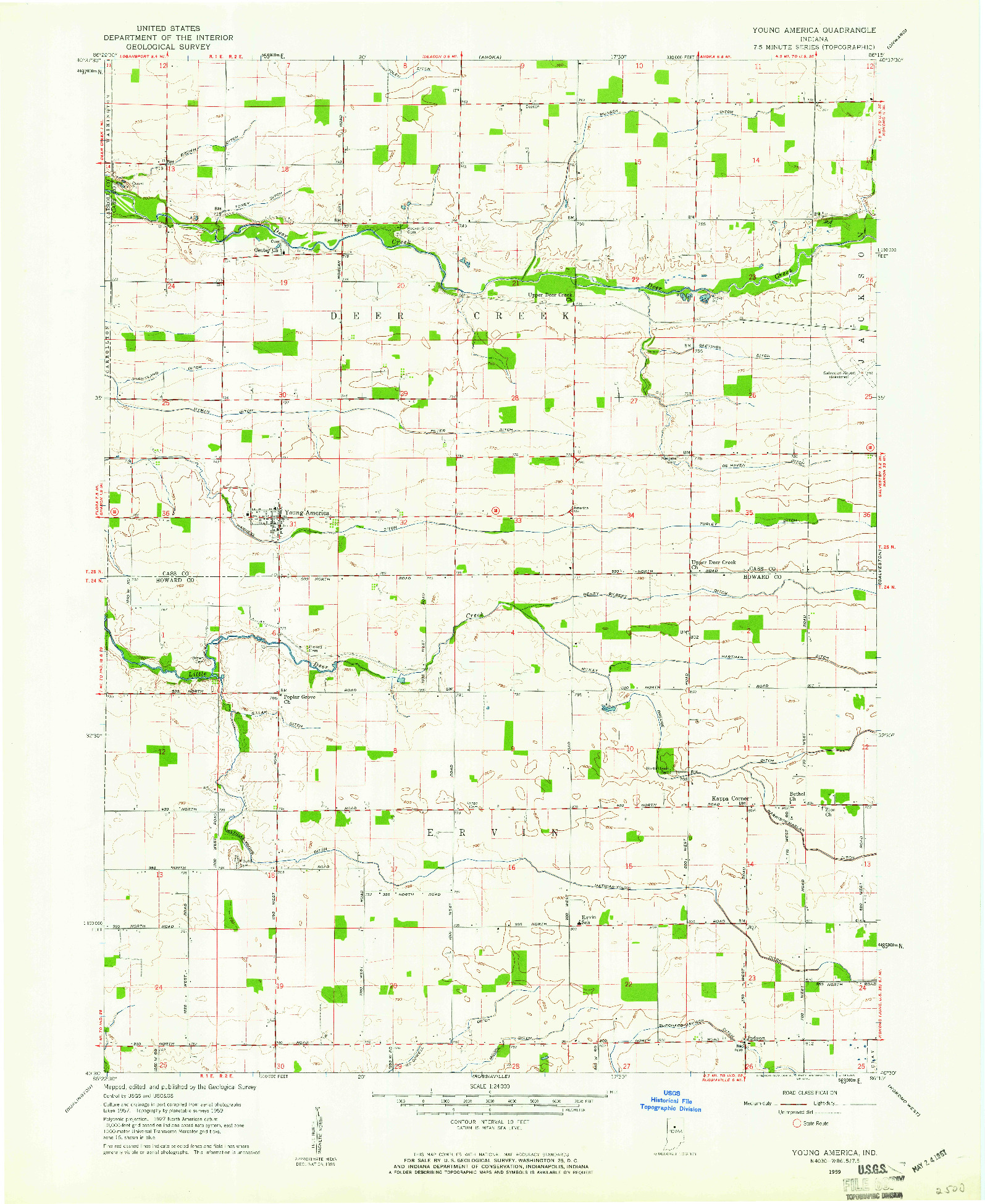 USGS 1:24000-SCALE QUADRANGLE FOR YOUNG AMERICA, IN 1959