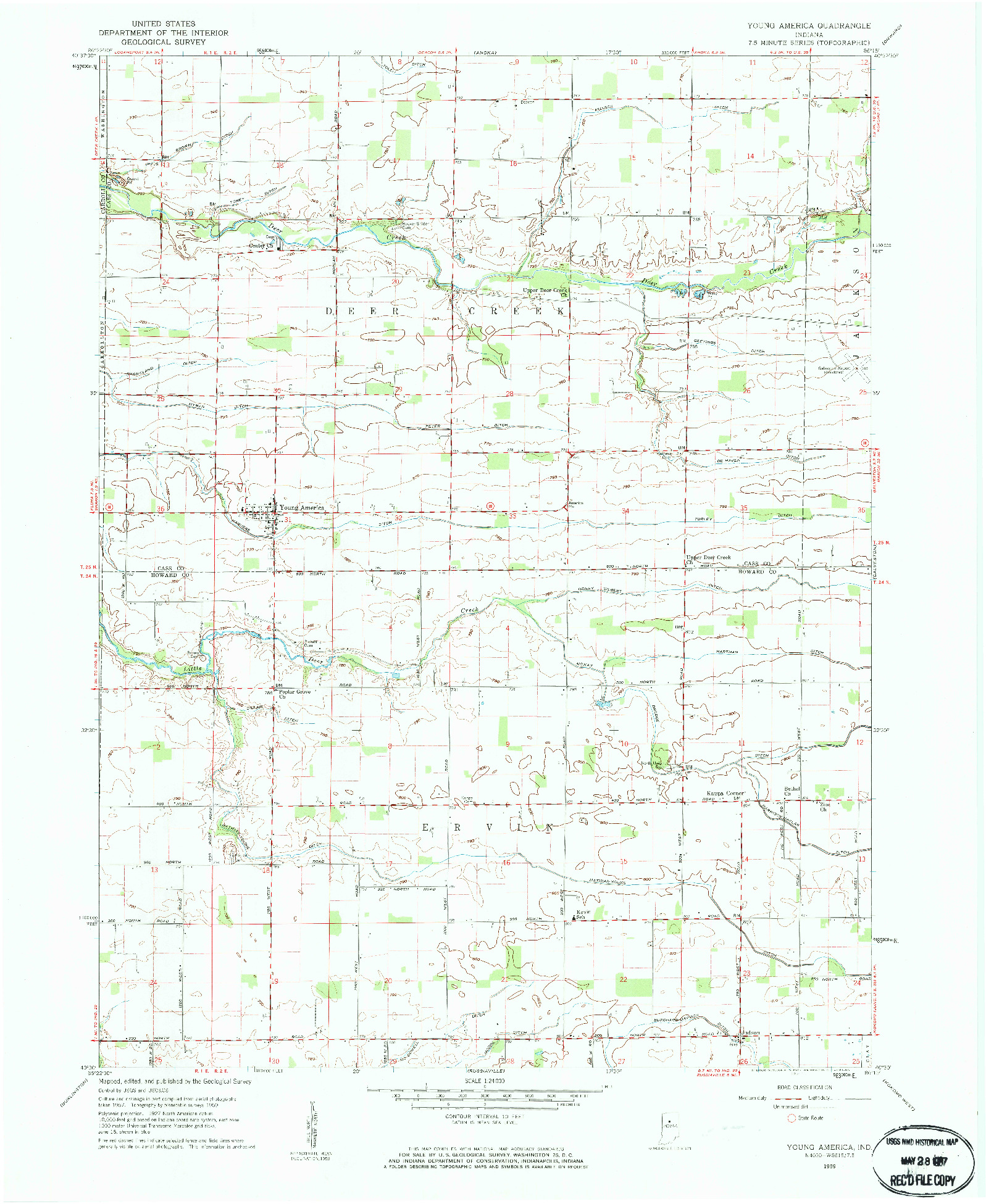 USGS 1:24000-SCALE QUADRANGLE FOR YOUNG AMERICA, IN 1959