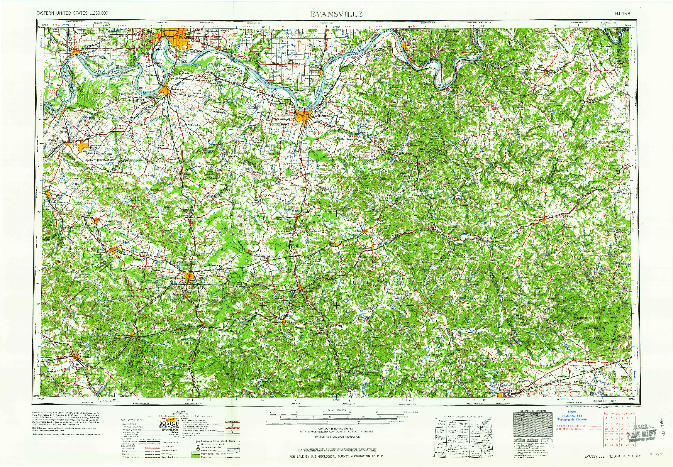 USGS 1:250000-SCALE QUADRANGLE FOR EVANSVILLE, IN 1961