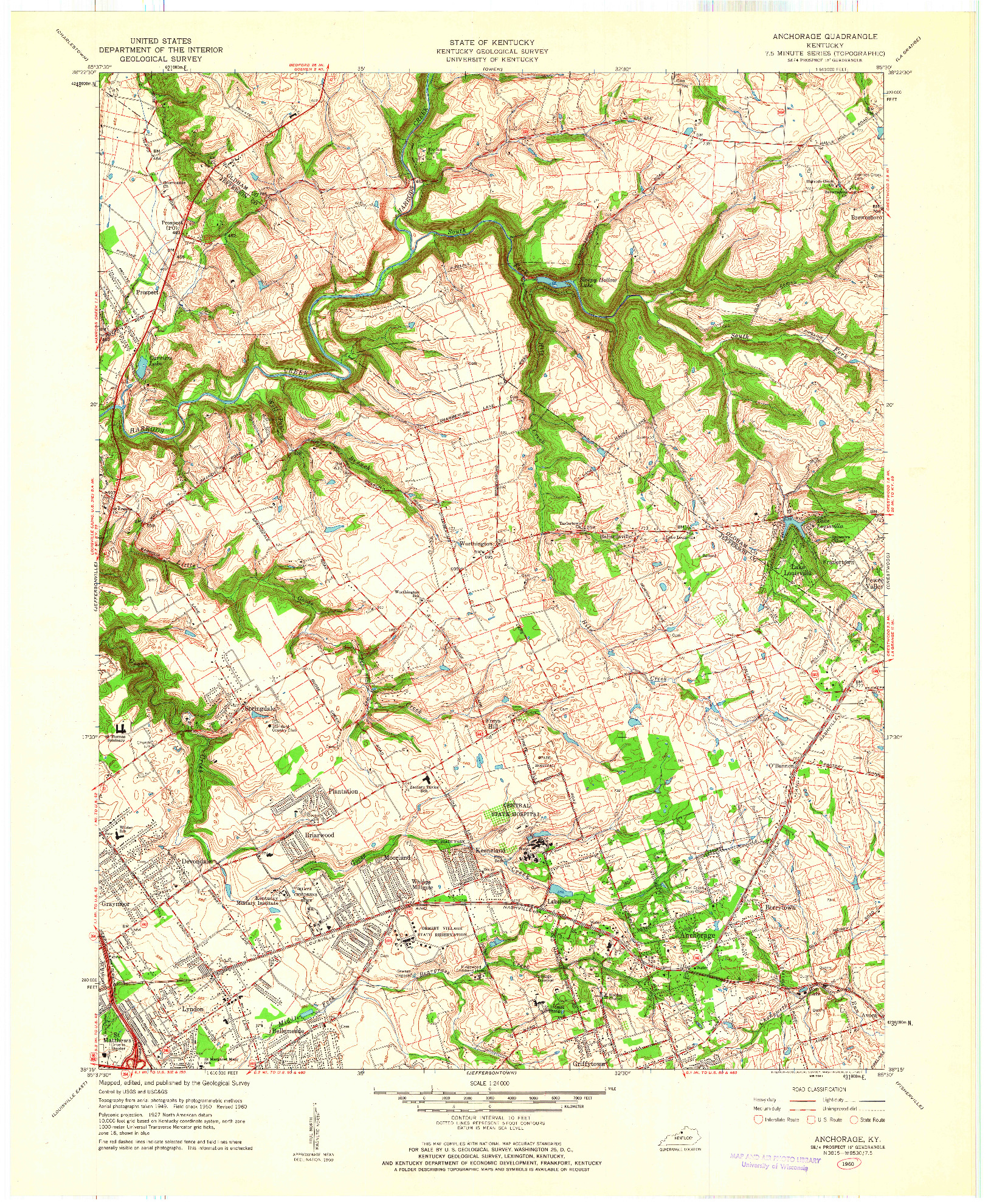 USGS 1:24000-SCALE QUADRANGLE FOR ANCHORAGE, KY 1960