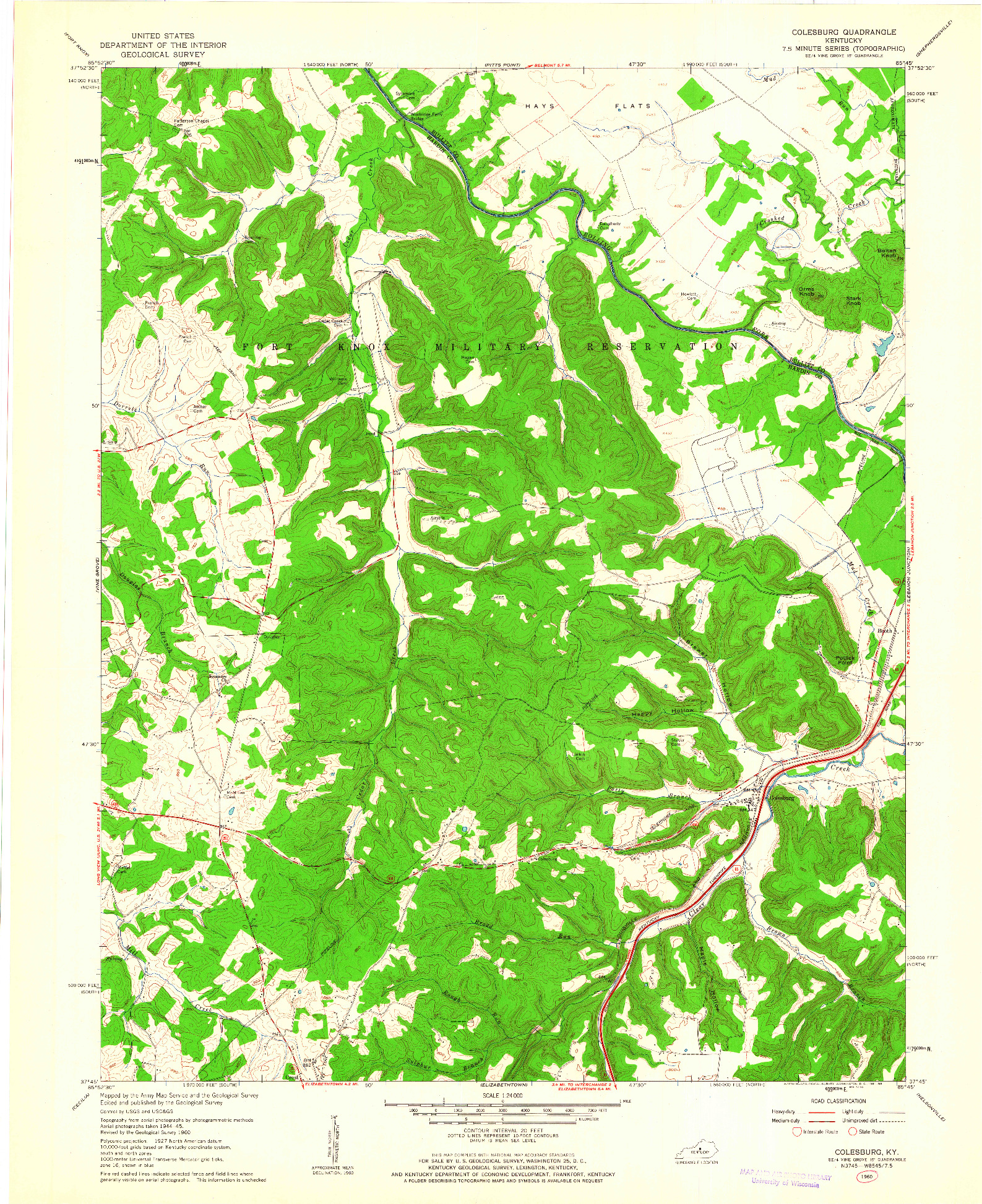 USGS 1:24000-SCALE QUADRANGLE FOR COLESBURG, KY 1960