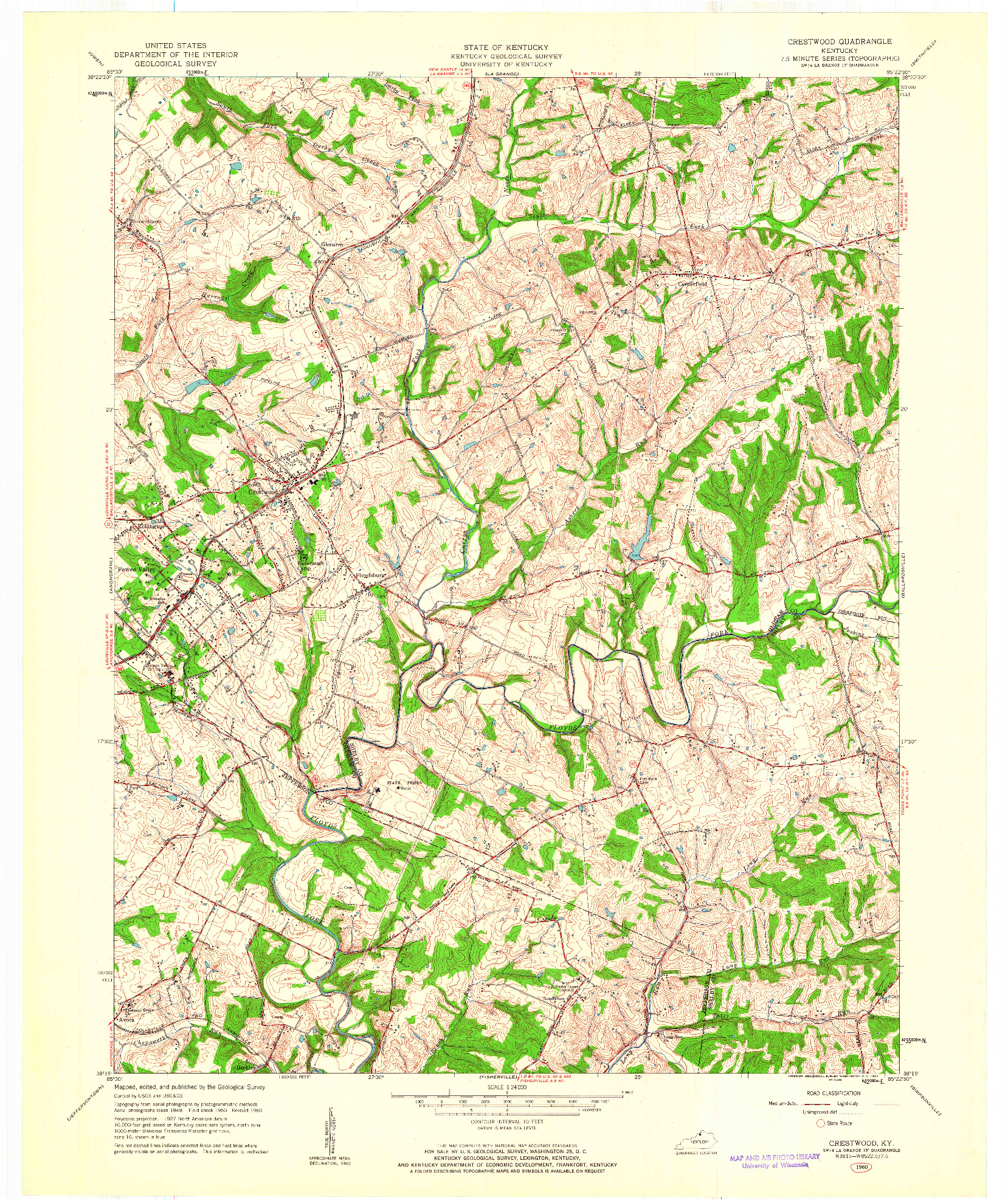 USGS 1:24000-SCALE QUADRANGLE FOR CRESTWOOD, KY 1960