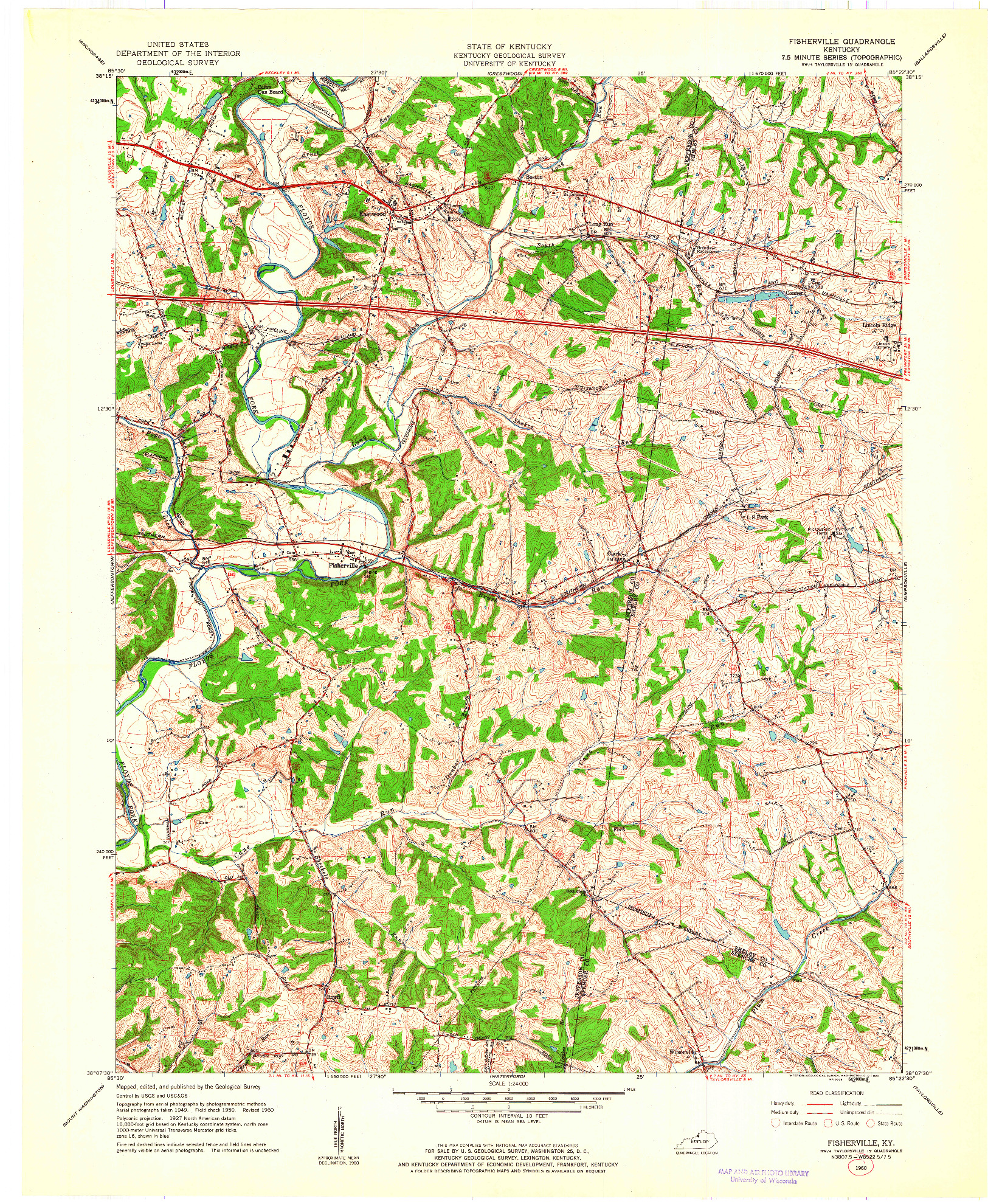 USGS 1:24000-SCALE QUADRANGLE FOR FISHERVILLE, KY 1960