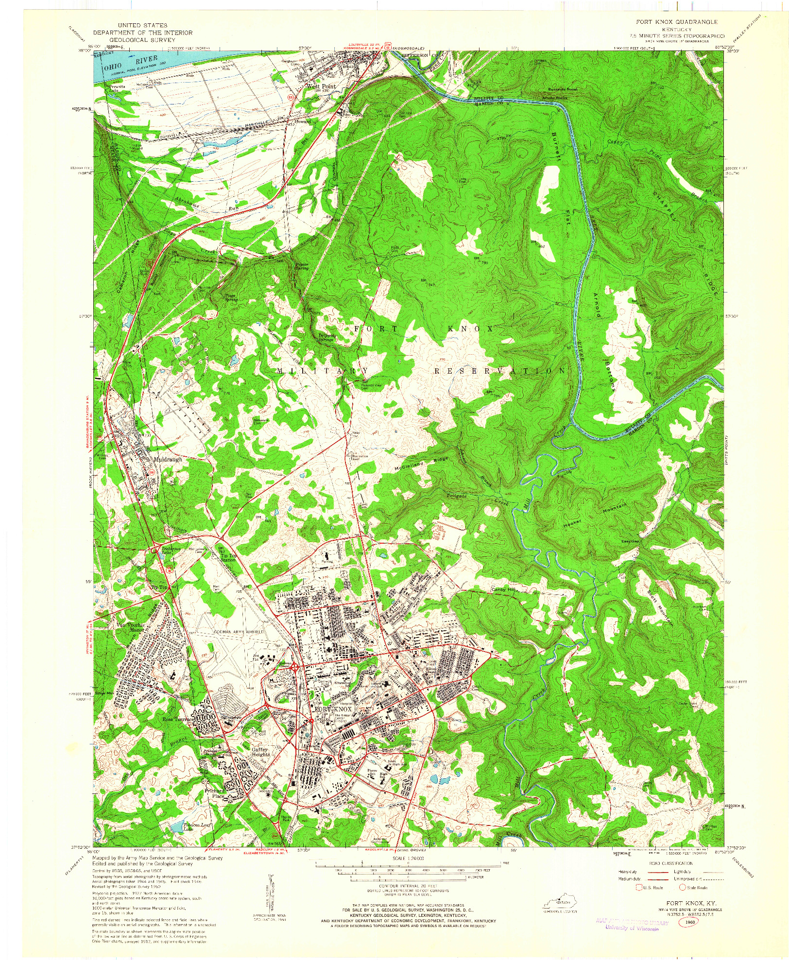 USGS 1:24000-SCALE QUADRANGLE FOR FORT KNOX, KY 1960