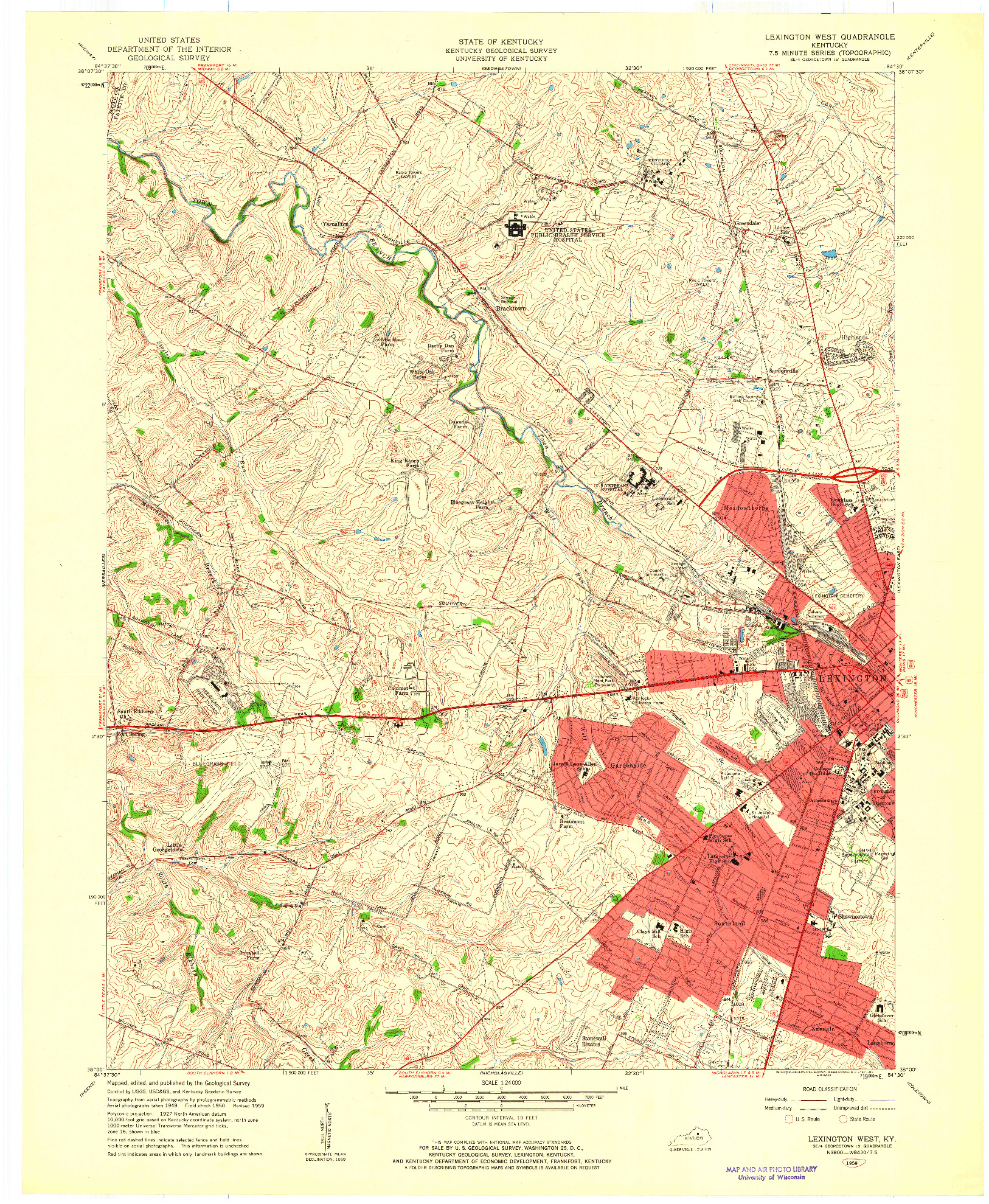 USGS 1:24000-SCALE QUADRANGLE FOR LEXINGTON WEST, KY 1959