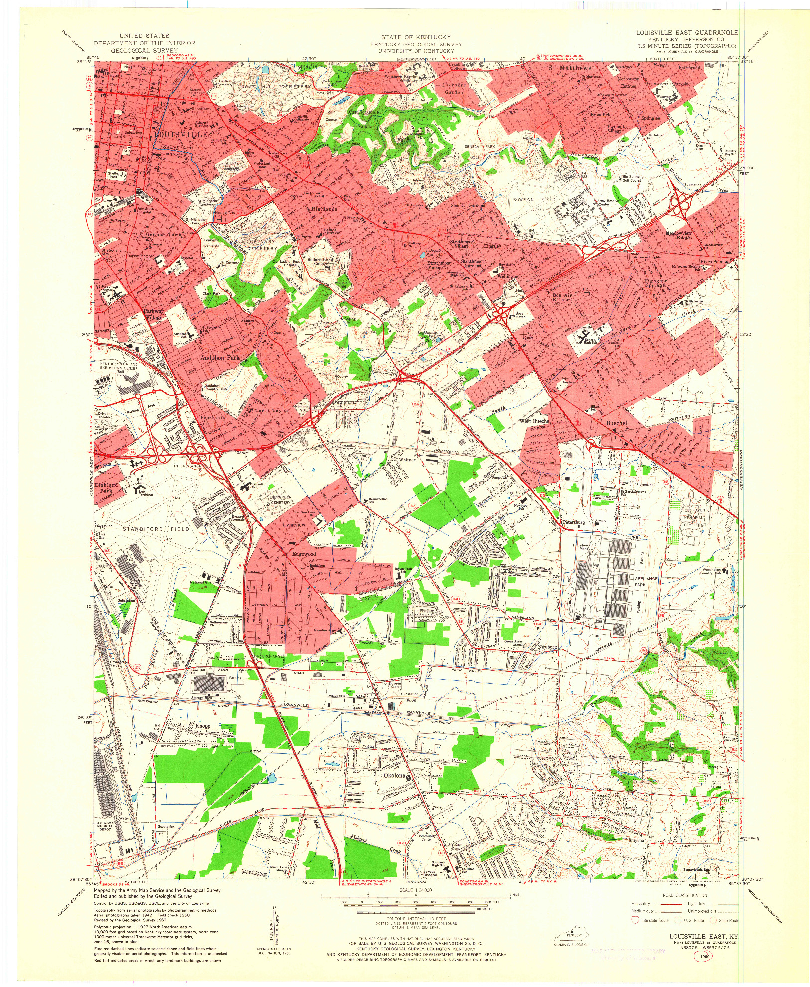 USGS 1:24000-SCALE QUADRANGLE FOR LOUISVILLE EAST, KY 1960