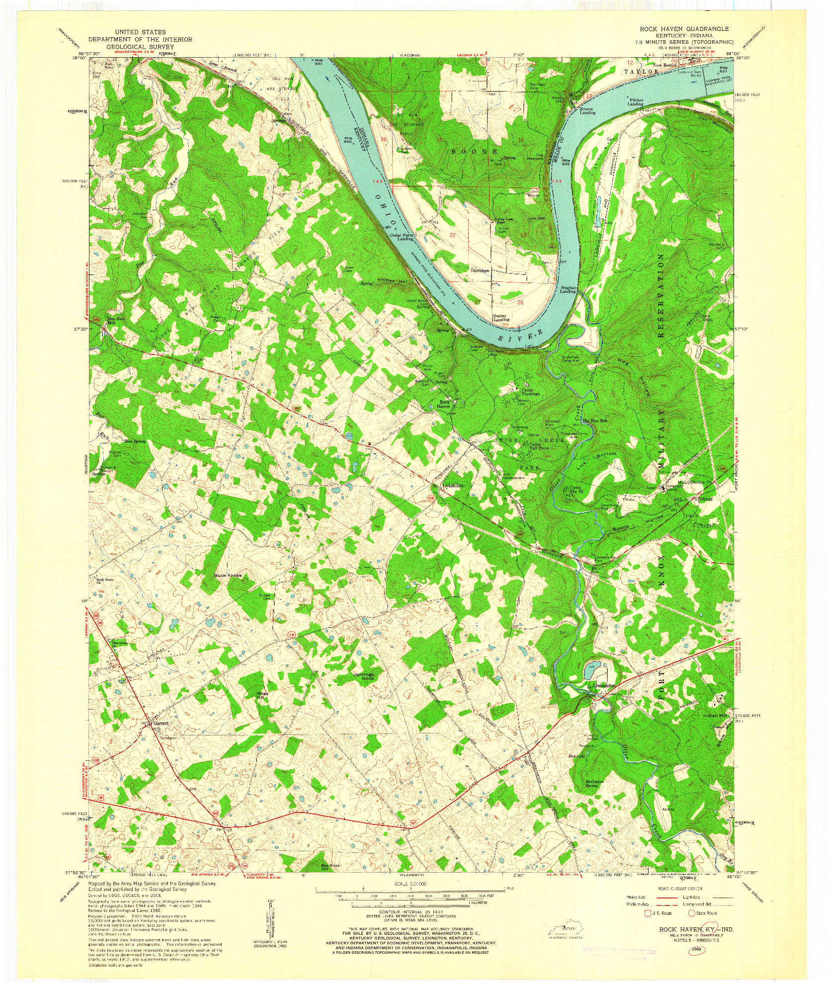 USGS 1:24000-SCALE QUADRANGLE FOR ROCK HAVEN, KY 1960