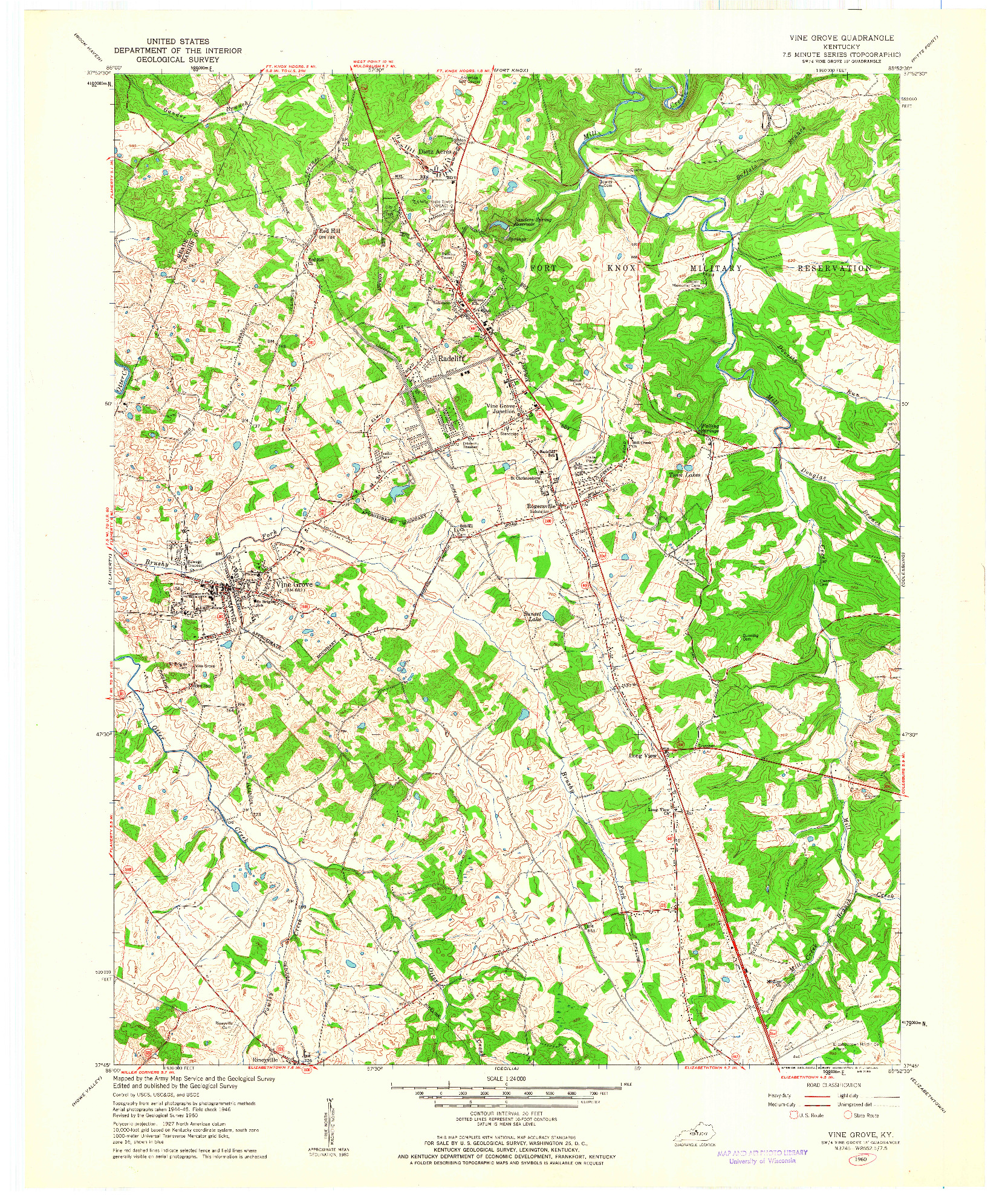USGS 1:24000-SCALE QUADRANGLE FOR VINE GROVE, KY 1960