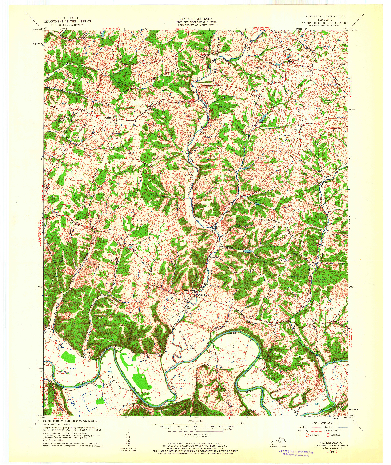 USGS 1:24000-SCALE QUADRANGLE FOR WATERFORD, KY 1960