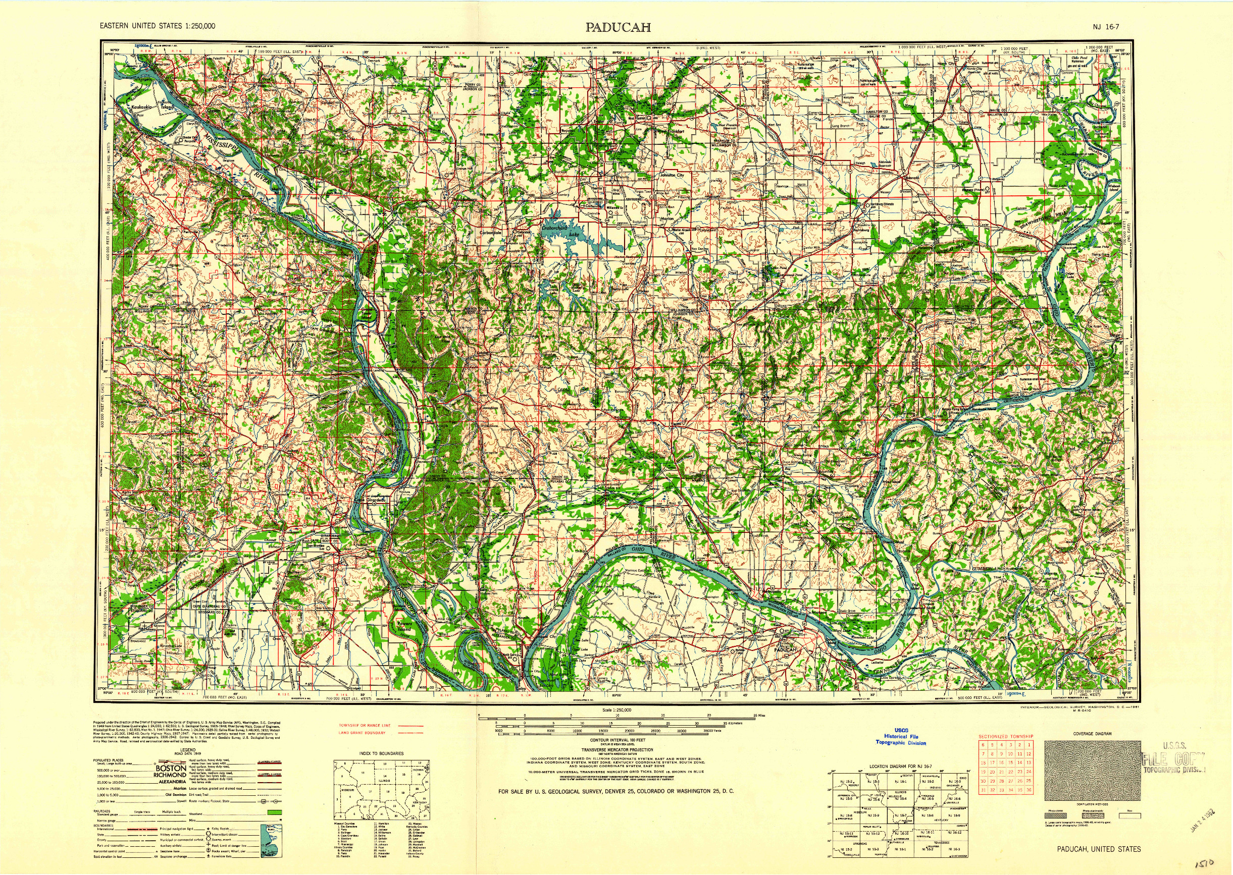 USGS 1:250000-SCALE QUADRANGLE FOR PADUCAH, KY 1961