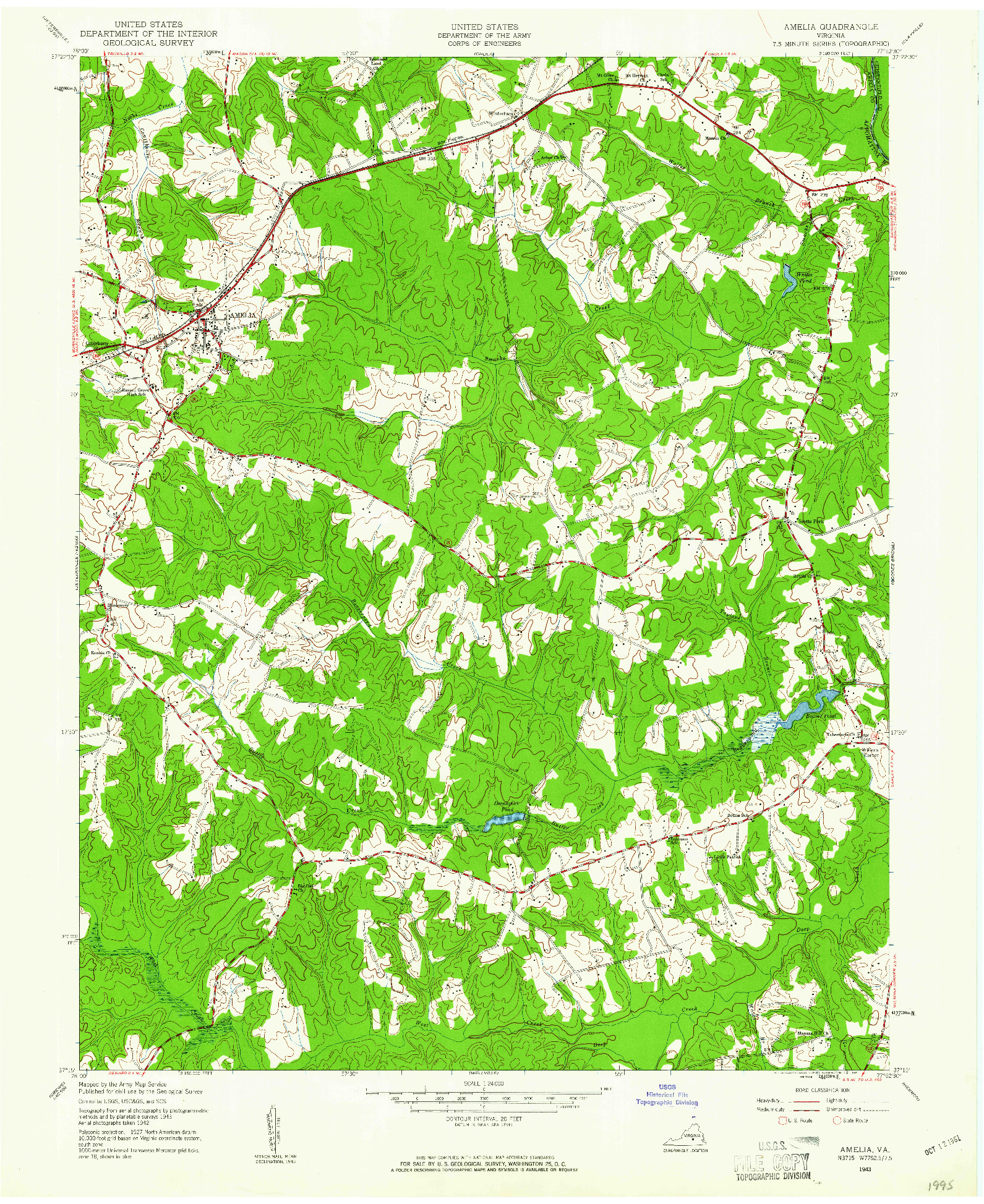 USGS 1:24000-SCALE QUADRANGLE FOR AMELIA, VA 1943