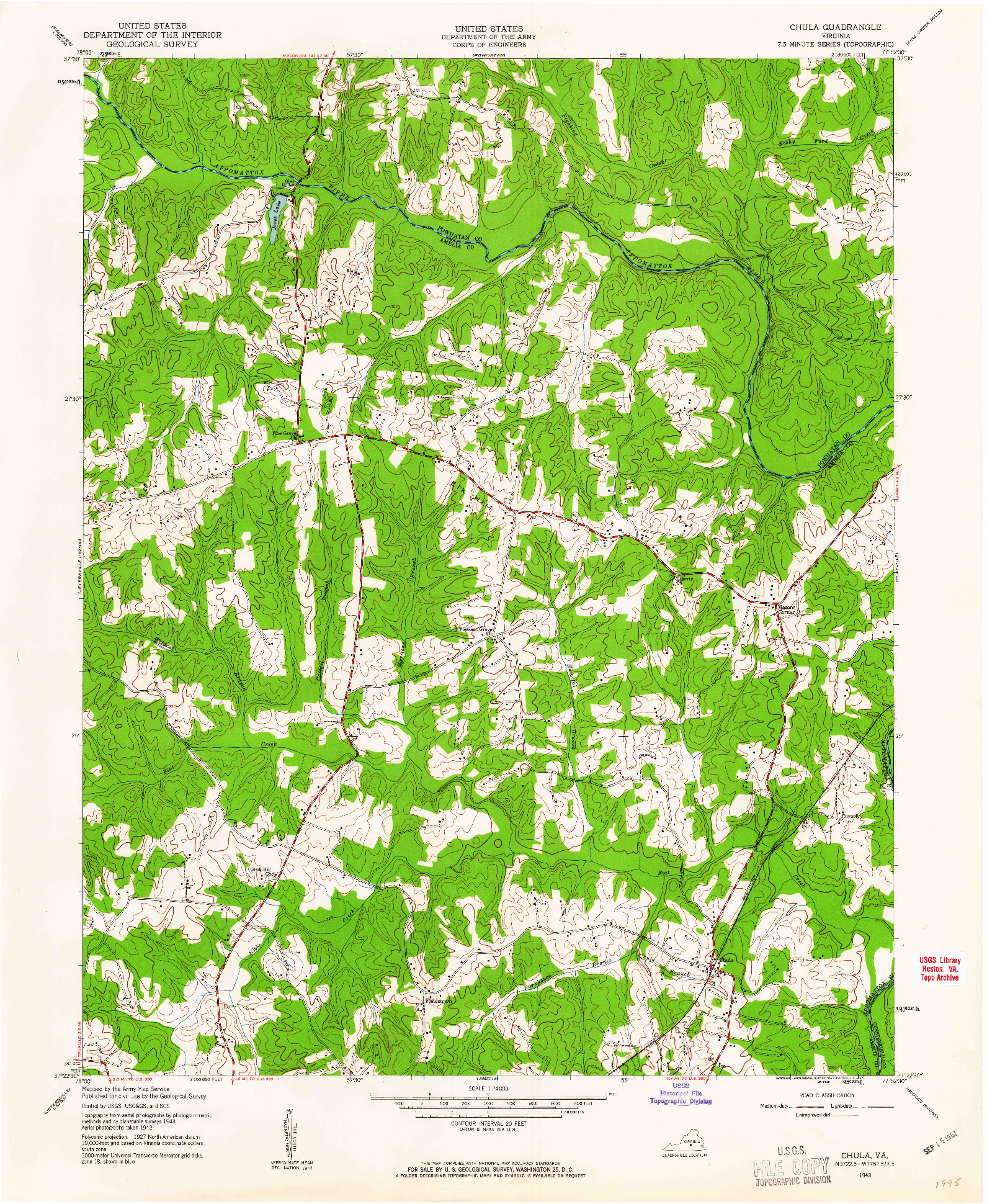 USGS 1:24000-SCALE QUADRANGLE FOR CHULA, VA 1943