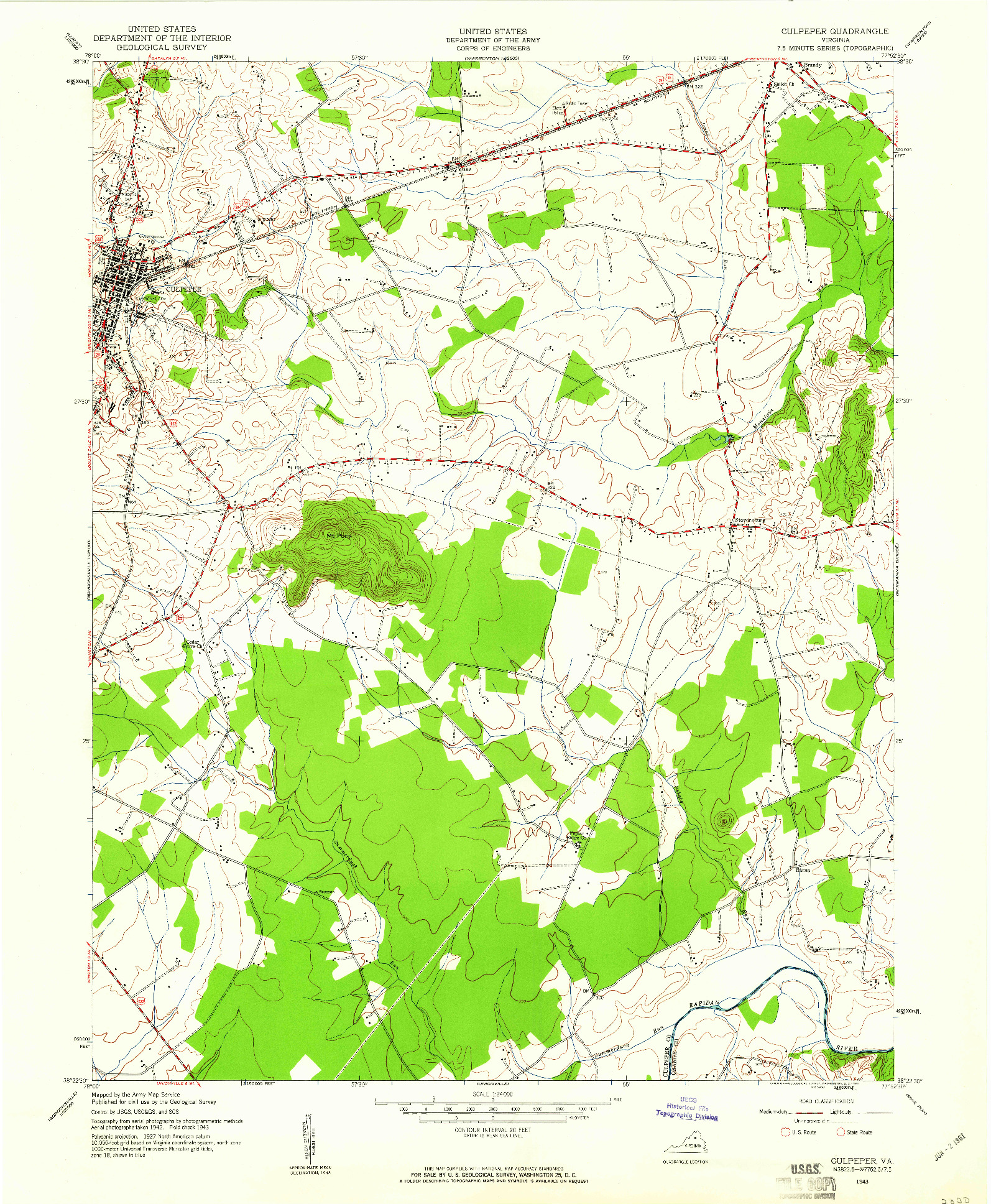 USGS 1:24000-SCALE QUADRANGLE FOR CULPEPER, VA 1943