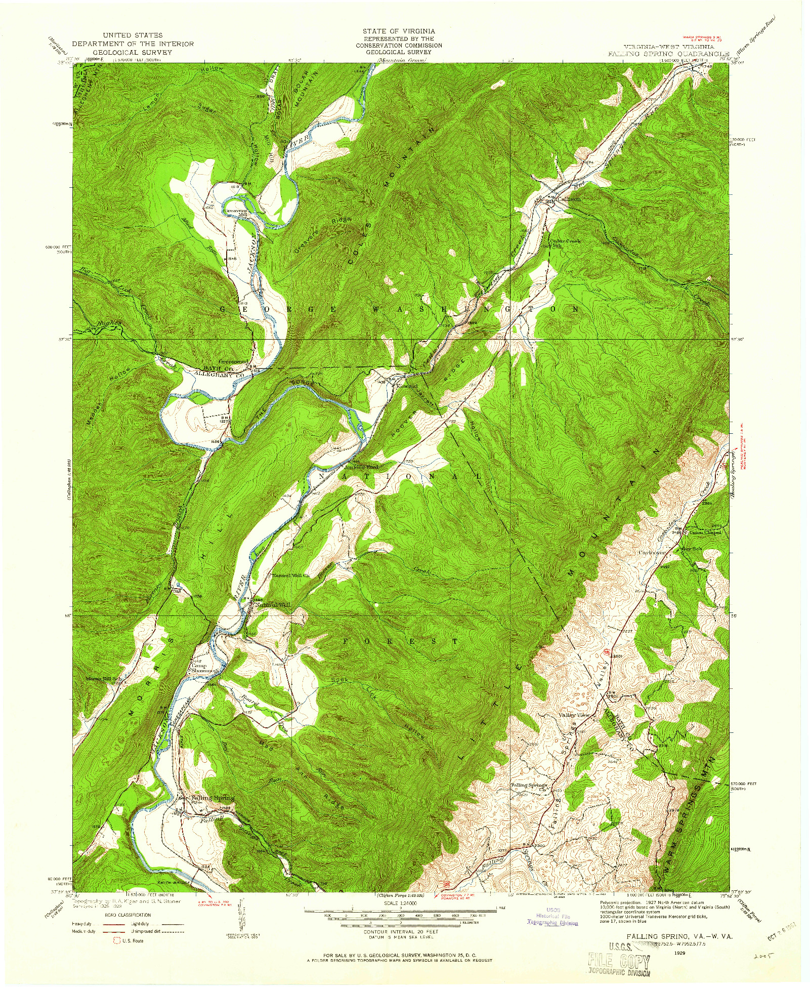 USGS 1:24000-SCALE QUADRANGLE FOR FALLING SPRING, VA 1929