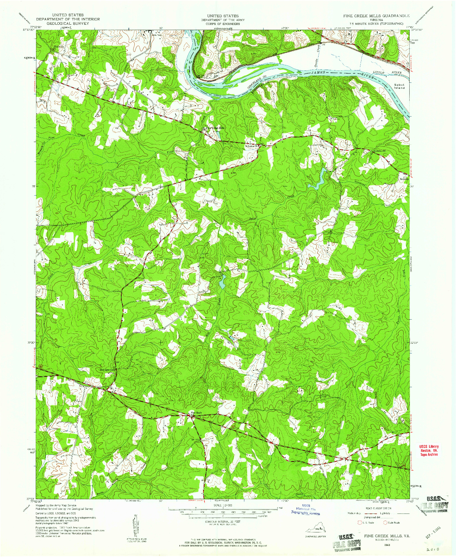 USGS 1:24000-SCALE QUADRANGLE FOR FINE CREEK MILLS, VA 1943