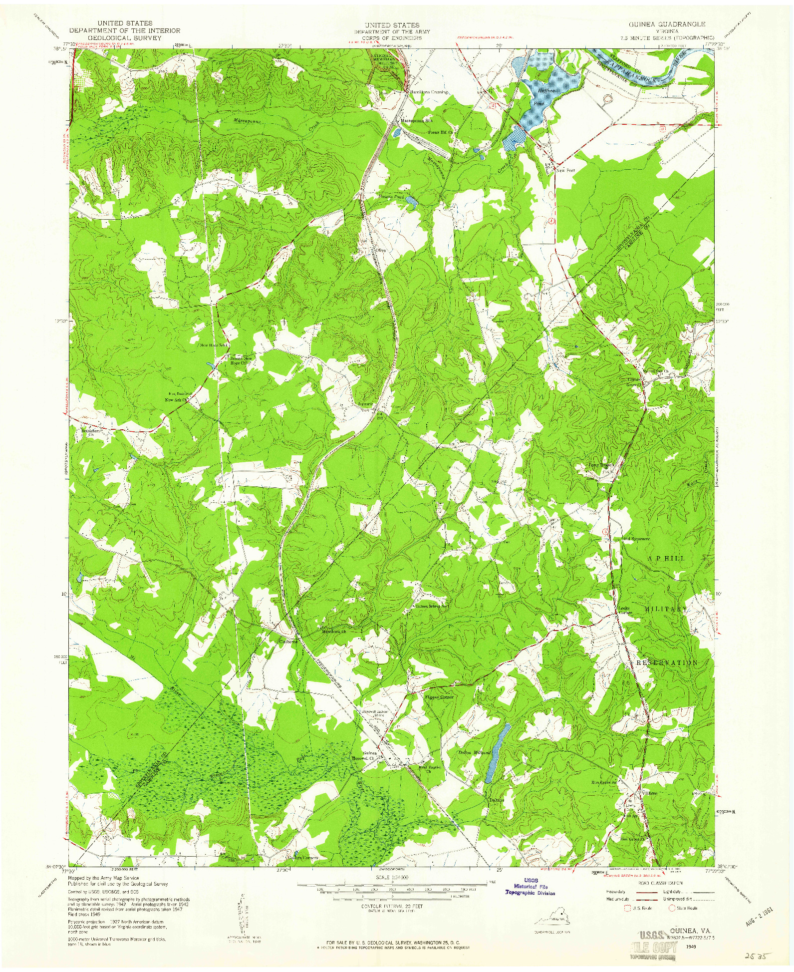 USGS 1:24000-SCALE QUADRANGLE FOR GUINEA, VA 1949
