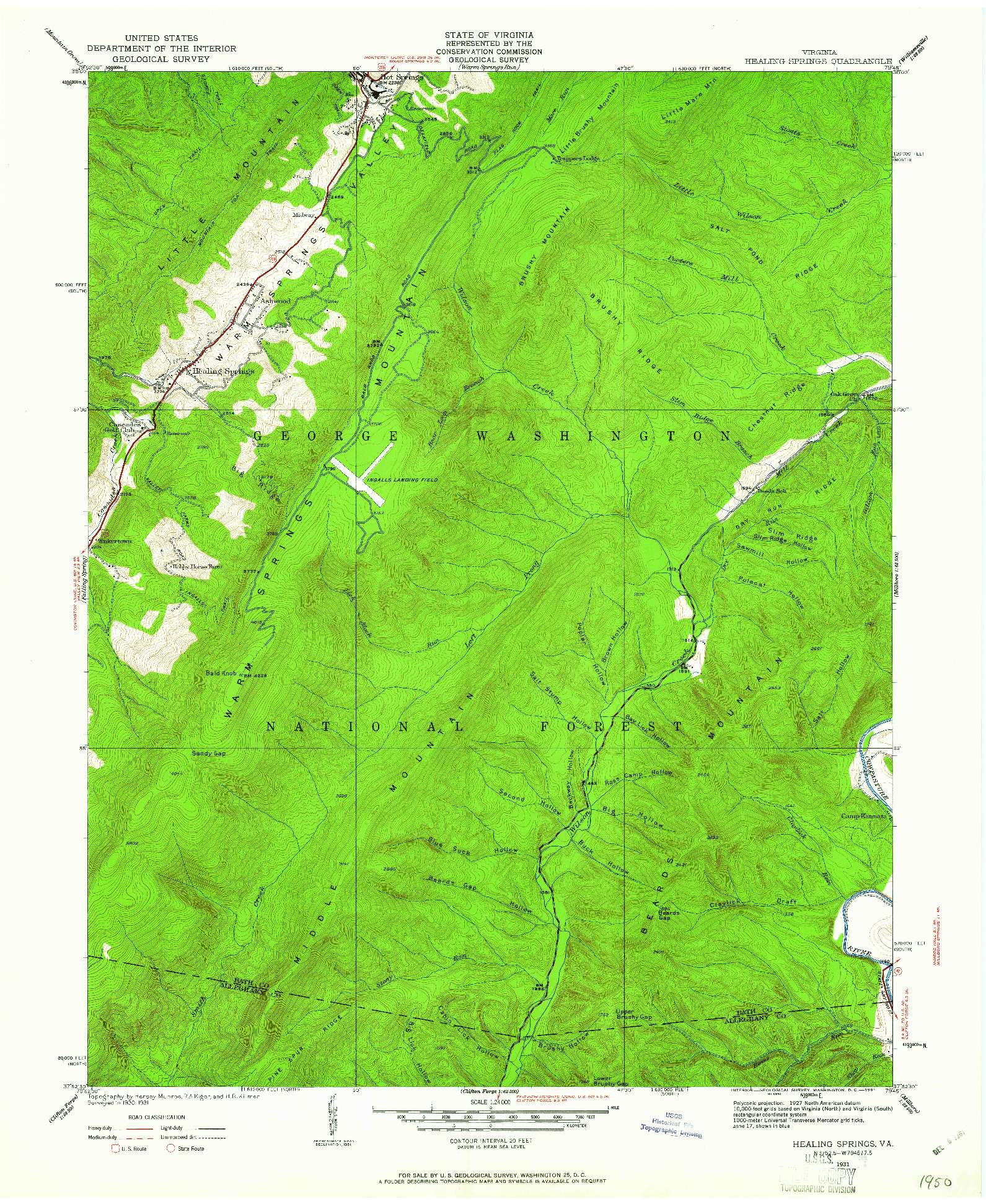 USGS 1:24000-SCALE QUADRANGLE FOR HEALING SPRINGS, VA 1931