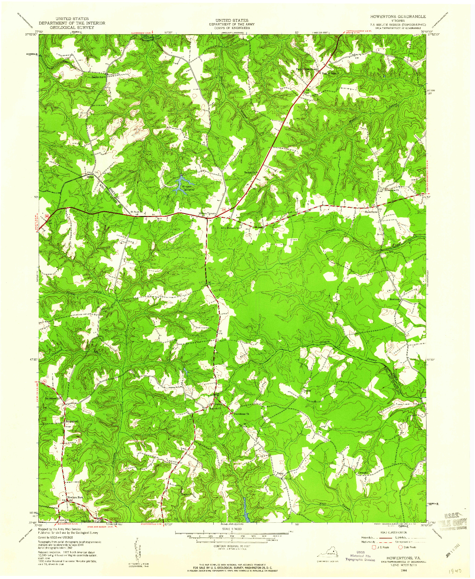 USGS 1:24000-SCALE QUADRANGLE FOR HOWERTONS, VA 1944