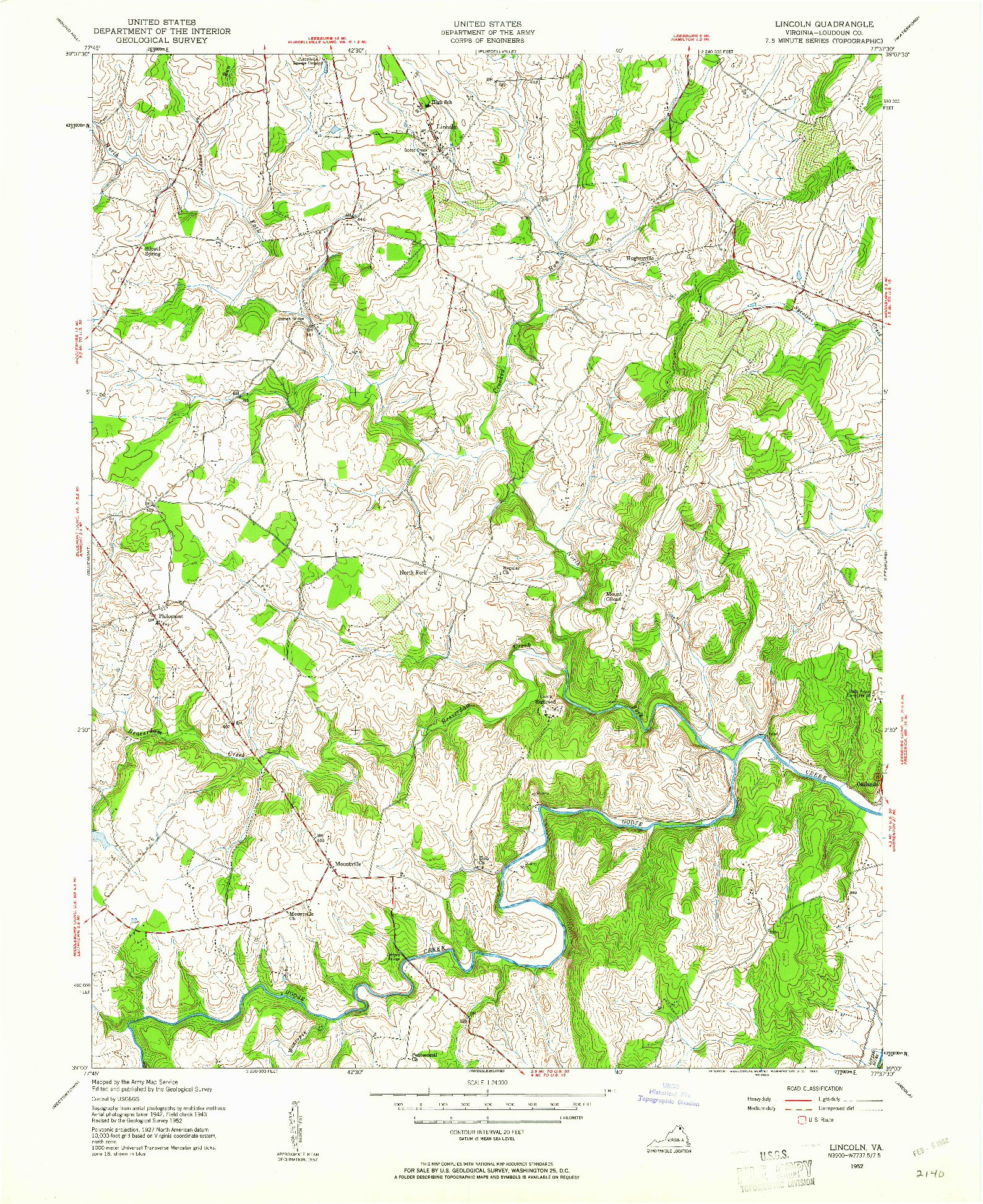 USGS 1:24000-SCALE QUADRANGLE FOR LINCOLN, VA 1952