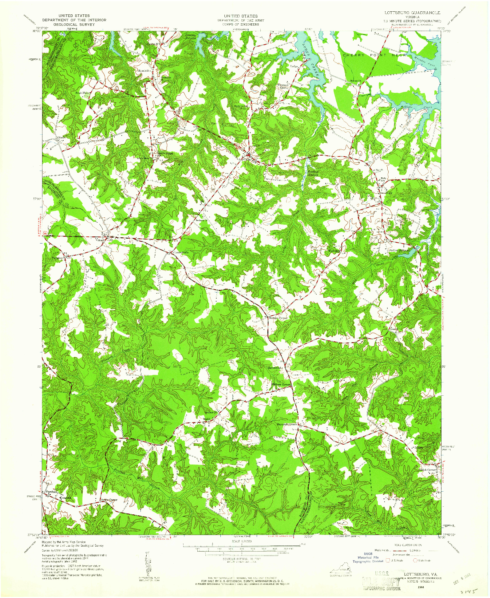 USGS 1:24000-SCALE QUADRANGLE FOR LOTTSBURG, VA 1944