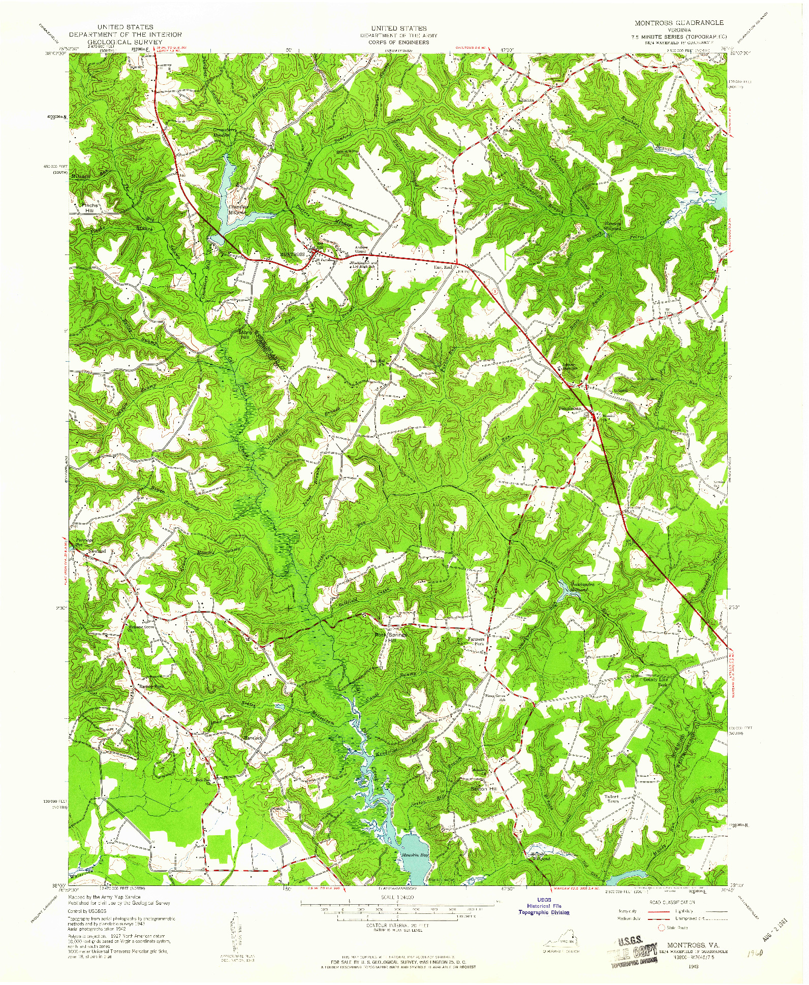 USGS 1:24000-SCALE QUADRANGLE FOR MONTROSS, VA 1943