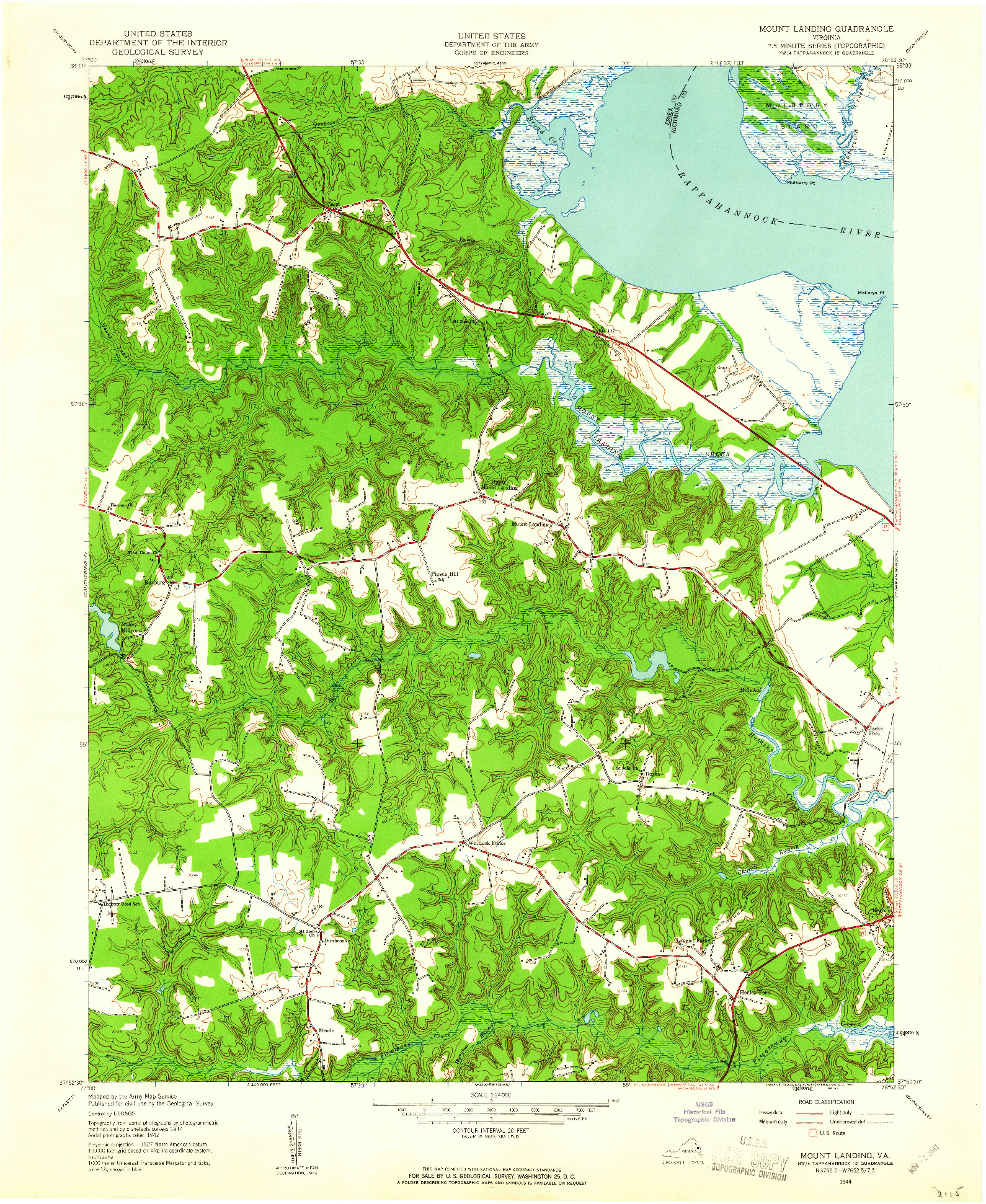 USGS 1:24000-SCALE QUADRANGLE FOR MOUNT LANDING, VA 1944