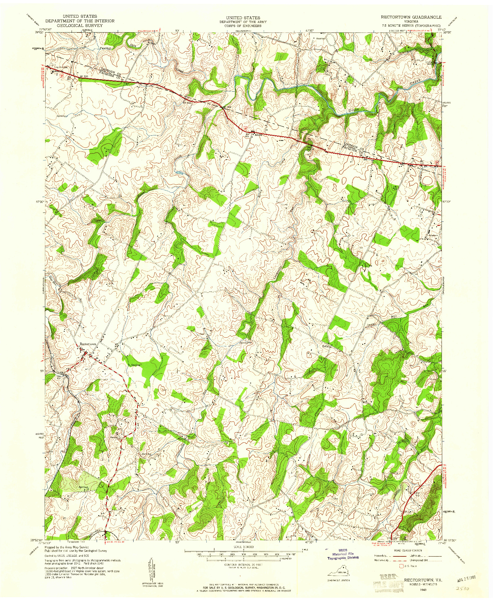 USGS 1:24000-SCALE QUADRANGLE FOR RECTORTOWN, VA 1943