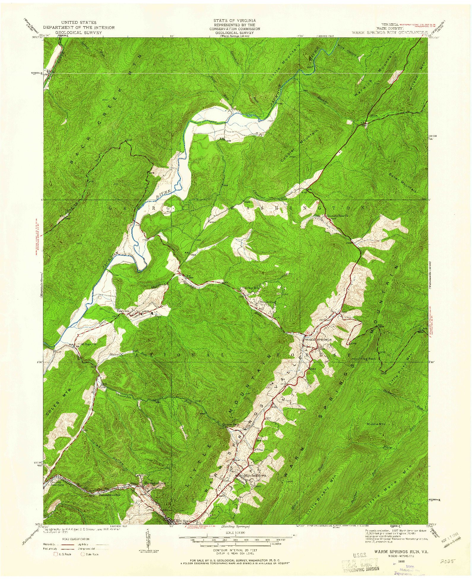 USGS 1:24000-SCALE QUADRANGLE FOR WARM SPRINGS RUN, VA 1930