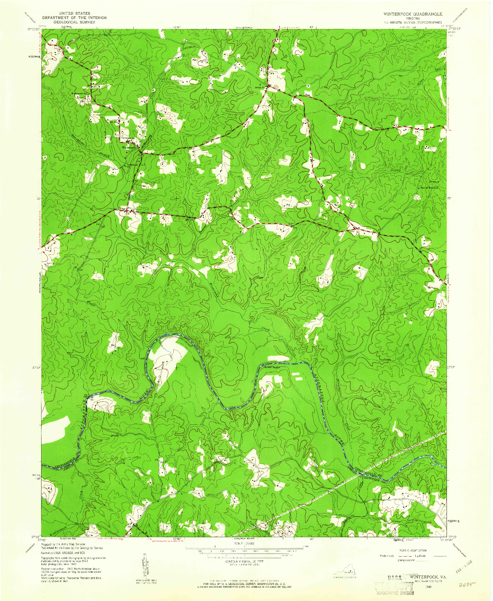 USGS 1:24000-SCALE QUADRANGLE FOR WINTERPOCK, VA 1943