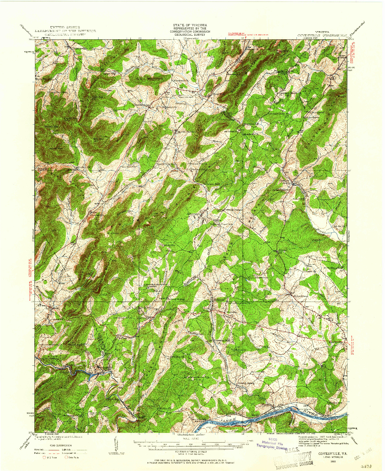 USGS 1:62500-SCALE QUADRANGLE FOR COVESVILLE, VA 1935