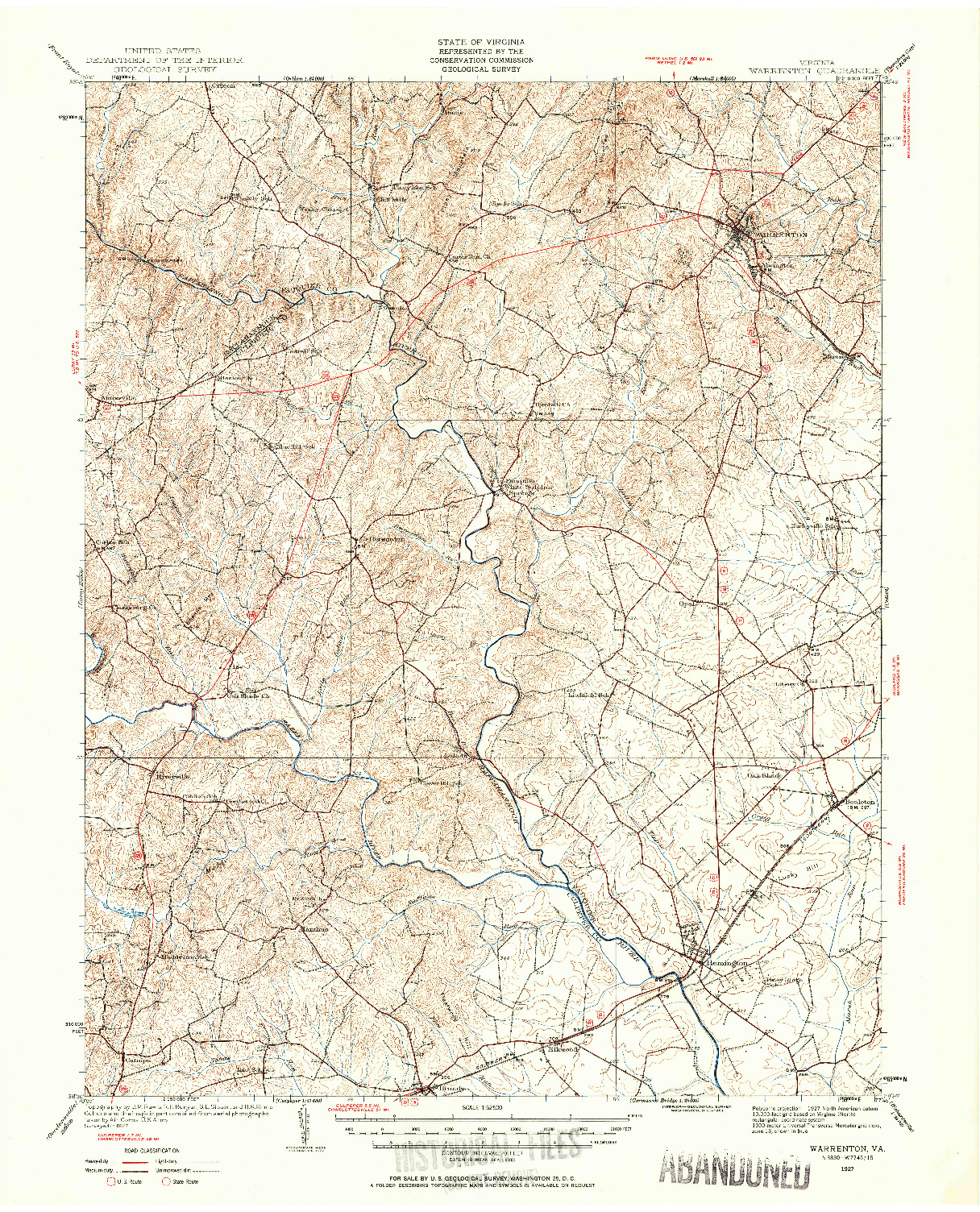 USGS 1:62500-SCALE QUADRANGLE FOR WARRENTON, VA 1927