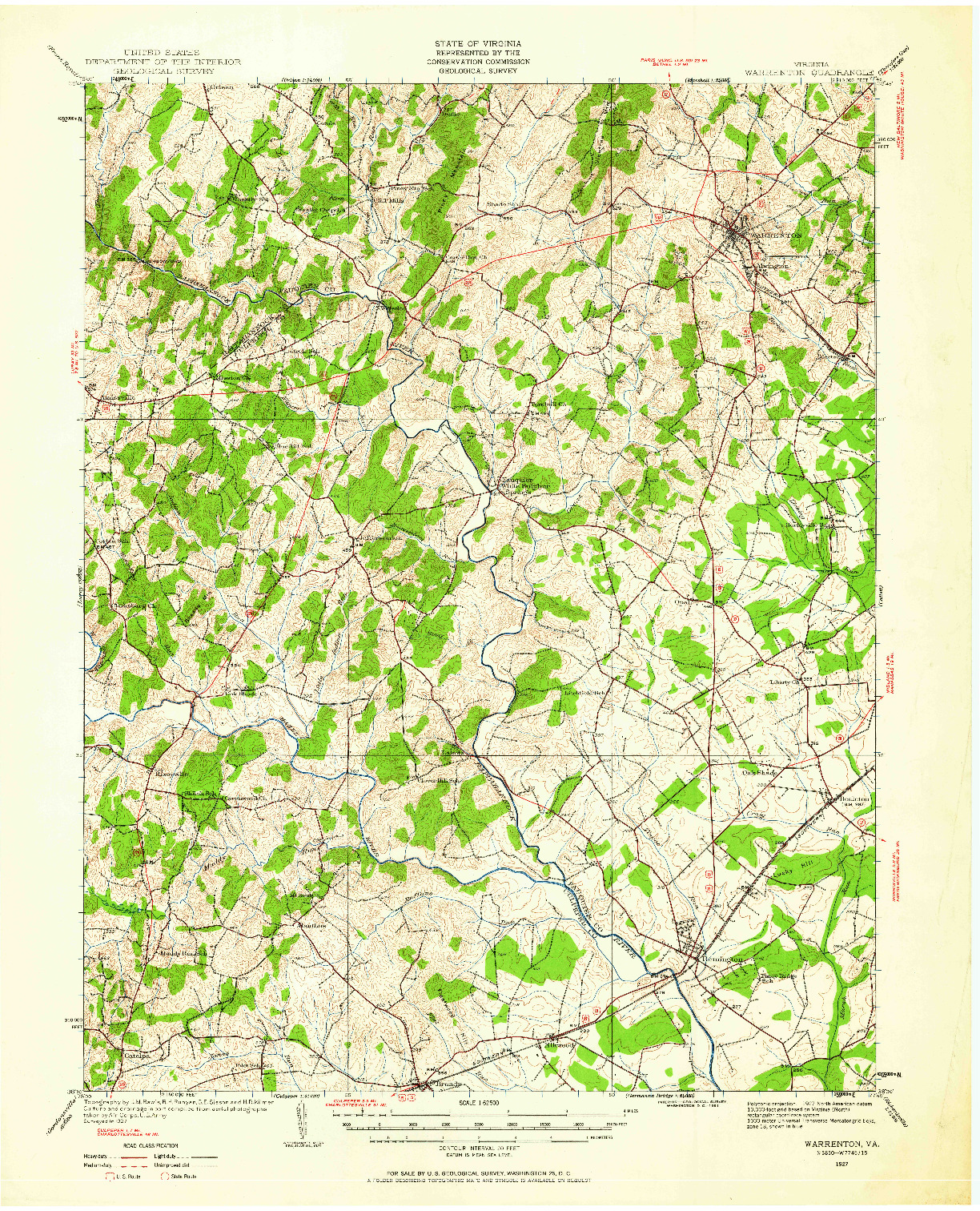 USGS 1:62500-SCALE QUADRANGLE FOR WARRENTON, VA 1927