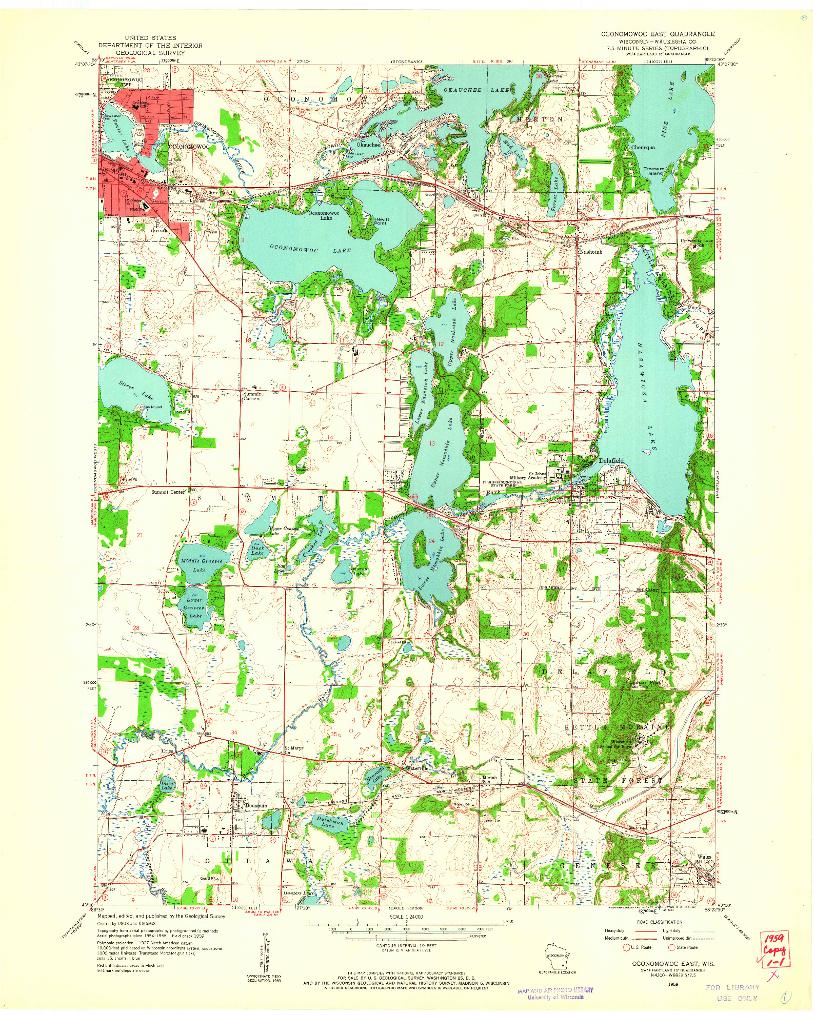 USGS 1:24000-SCALE QUADRANGLE FOR OCONOMOWOC EAST, WI 1959