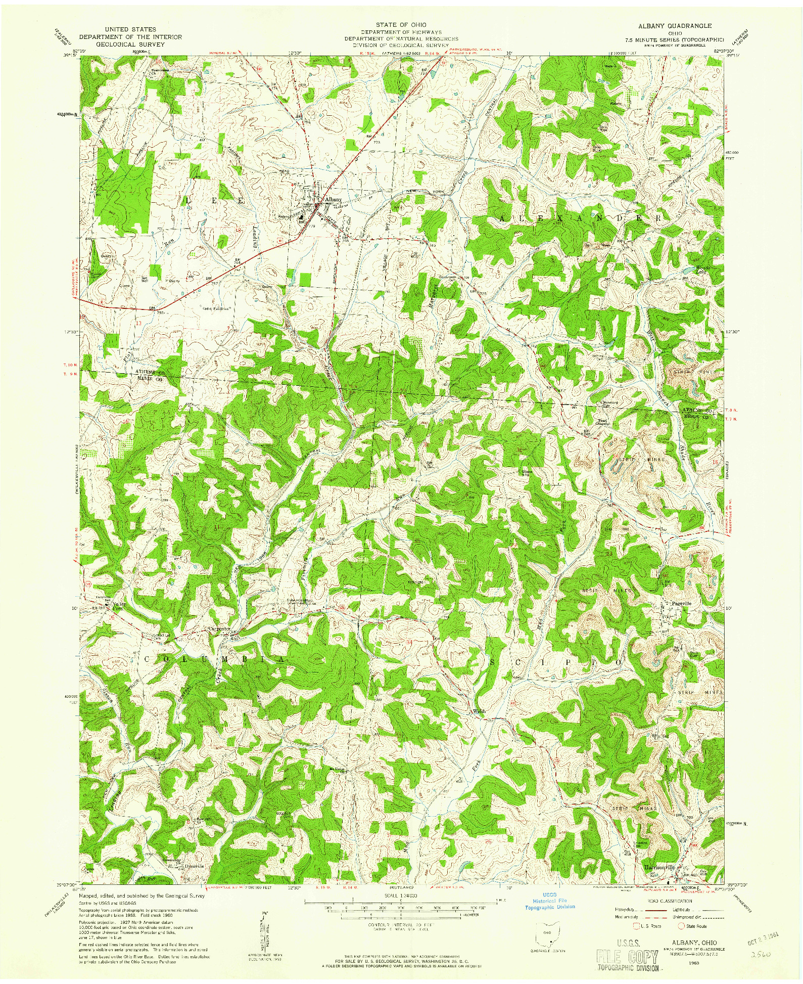 USGS 1:24000-SCALE QUADRANGLE FOR ALBANY, OH 1960