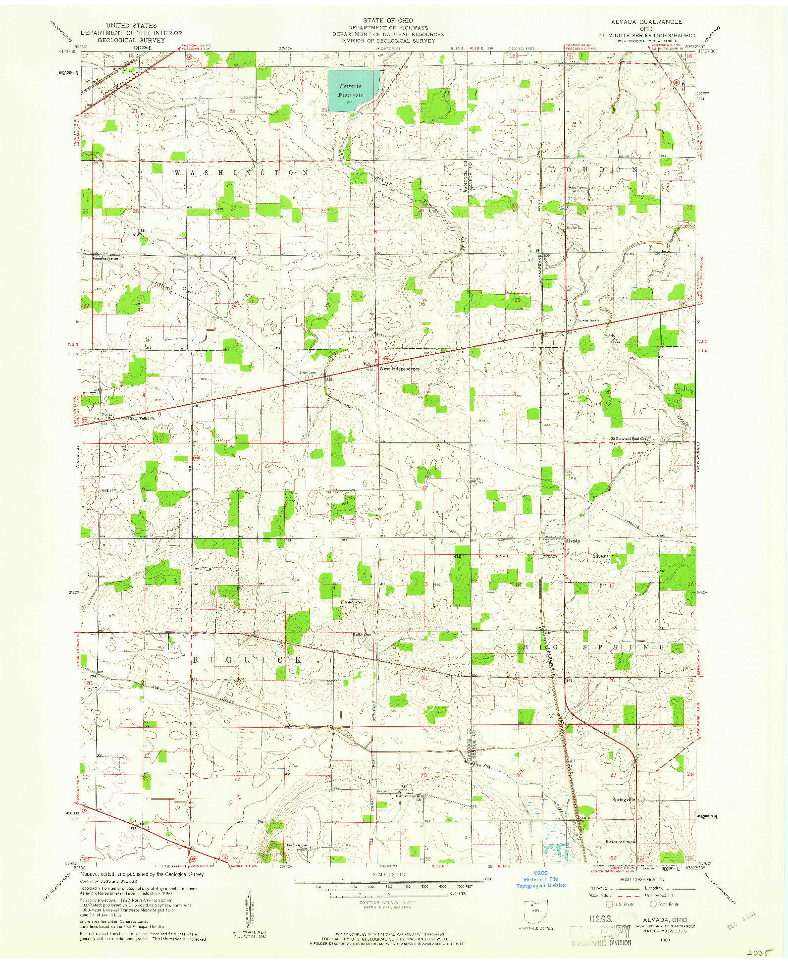 USGS 1:24000-SCALE QUADRANGLE FOR ALVADA, OH 1960
