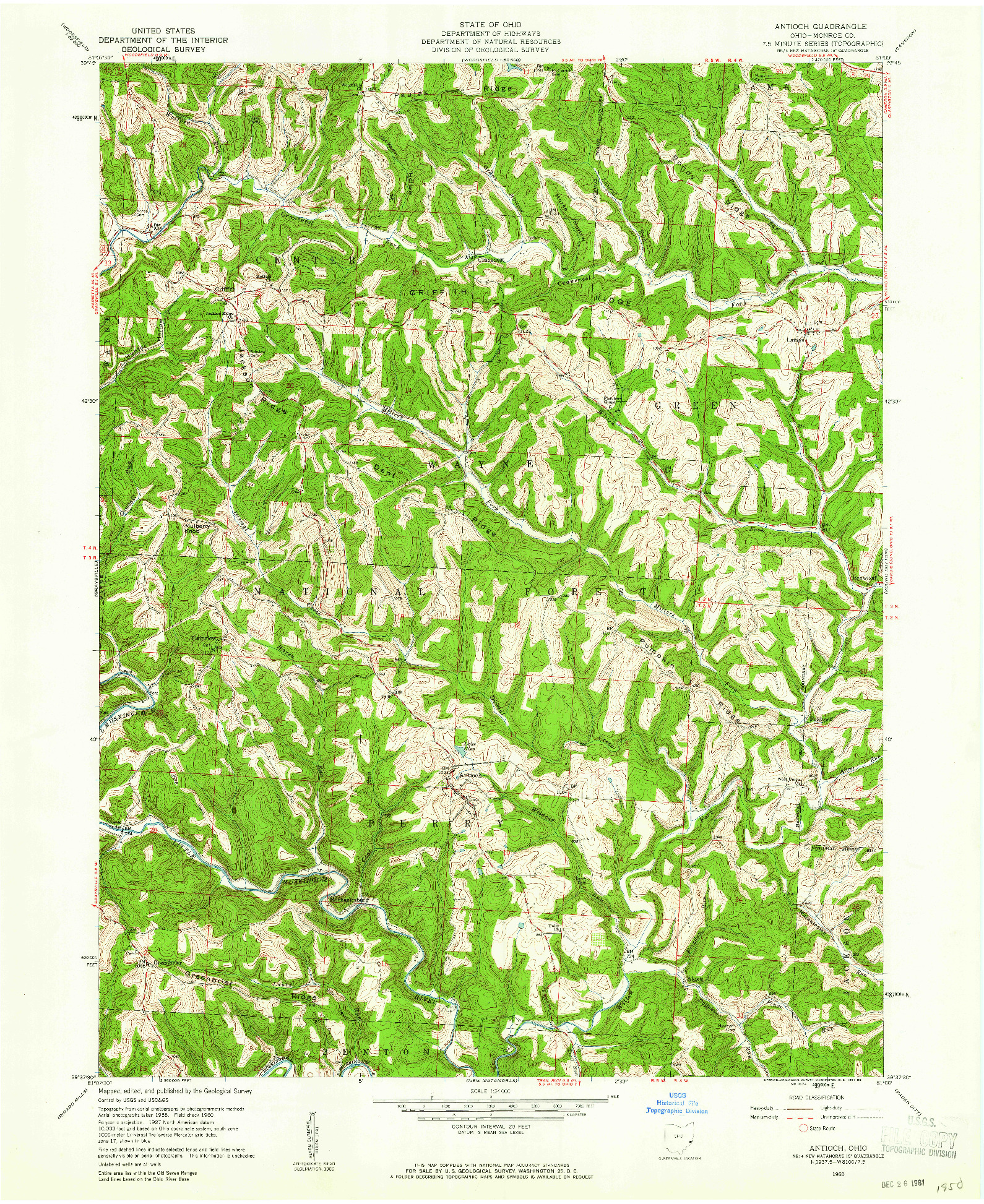 USGS 1:24000-SCALE QUADRANGLE FOR ANTIOCH, OH 1960