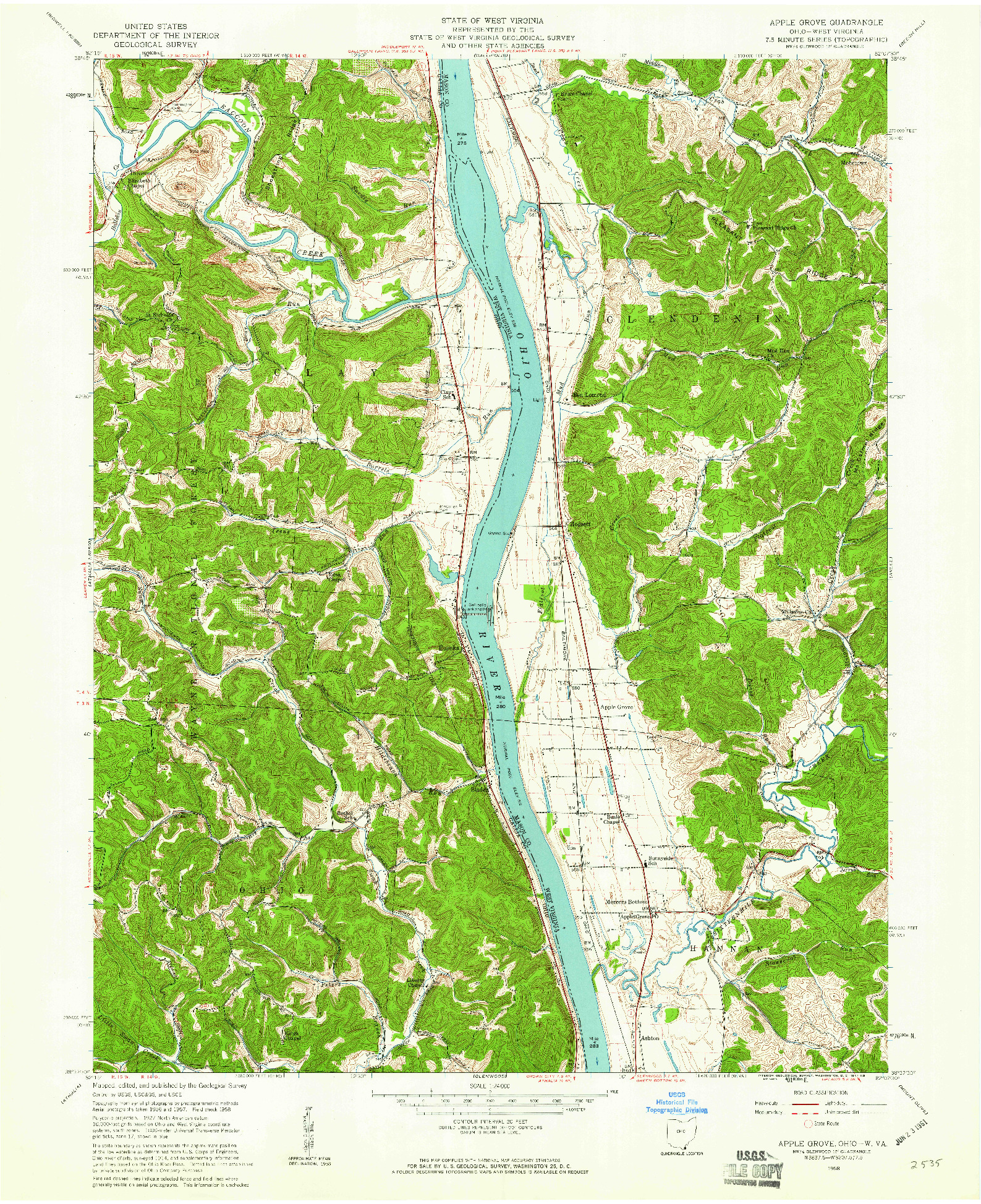 USGS 1:24000-SCALE QUADRANGLE FOR APPLE GROVE, OH 1958