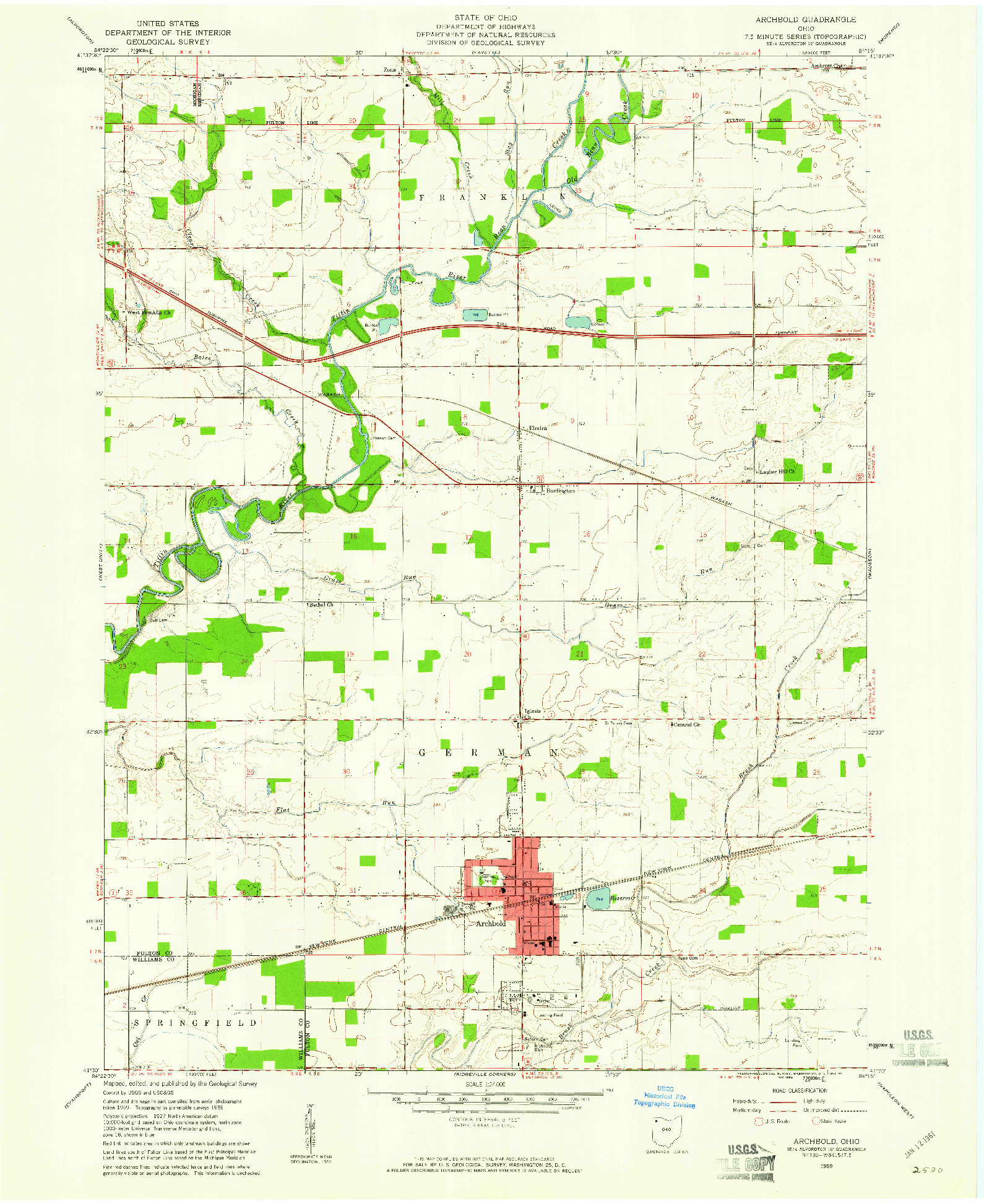 USGS 1:24000-SCALE QUADRANGLE FOR ARCHBOLD, OH 1959