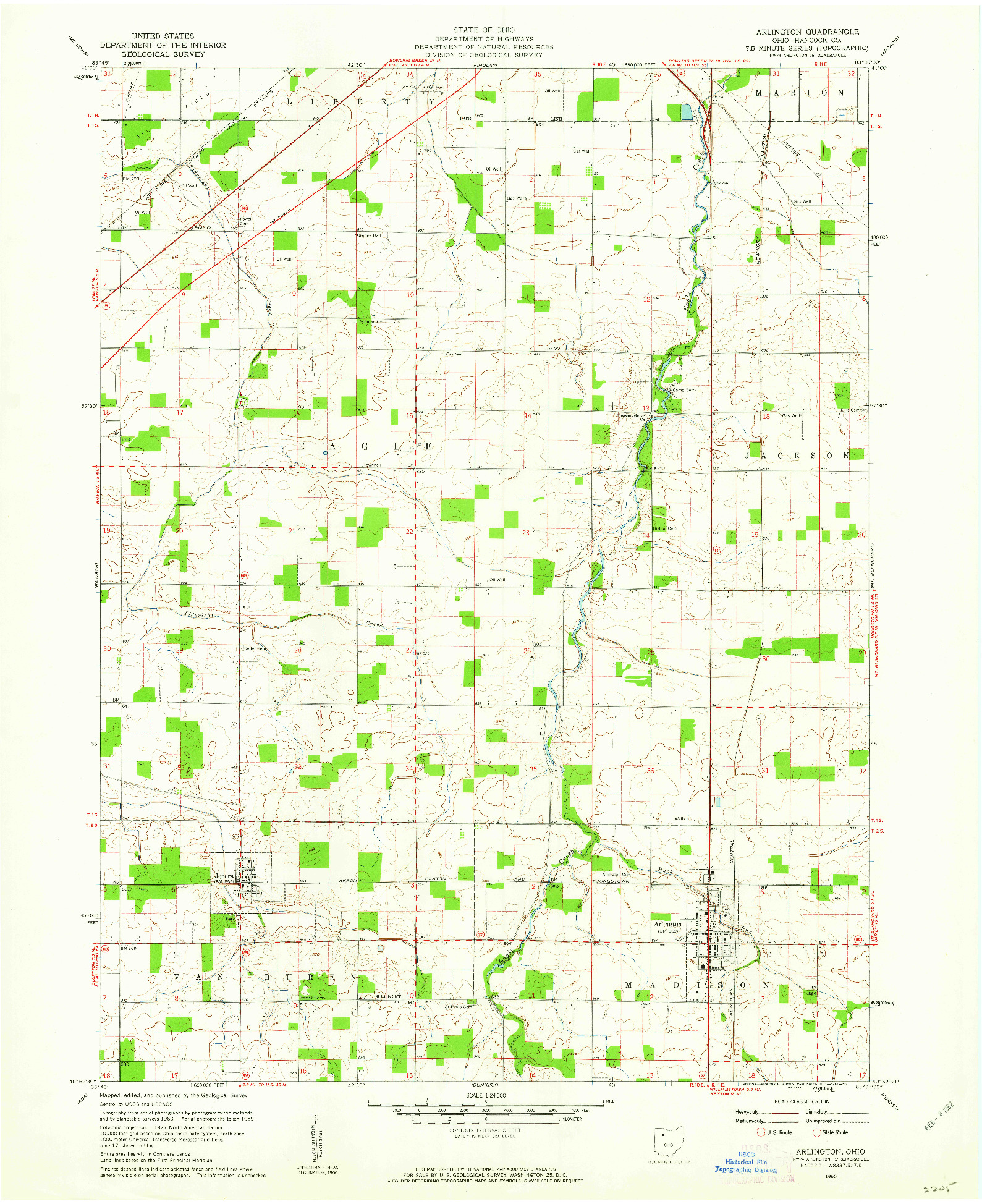 USGS 1:24000-SCALE QUADRANGLE FOR ARLINGTON, OH 1960