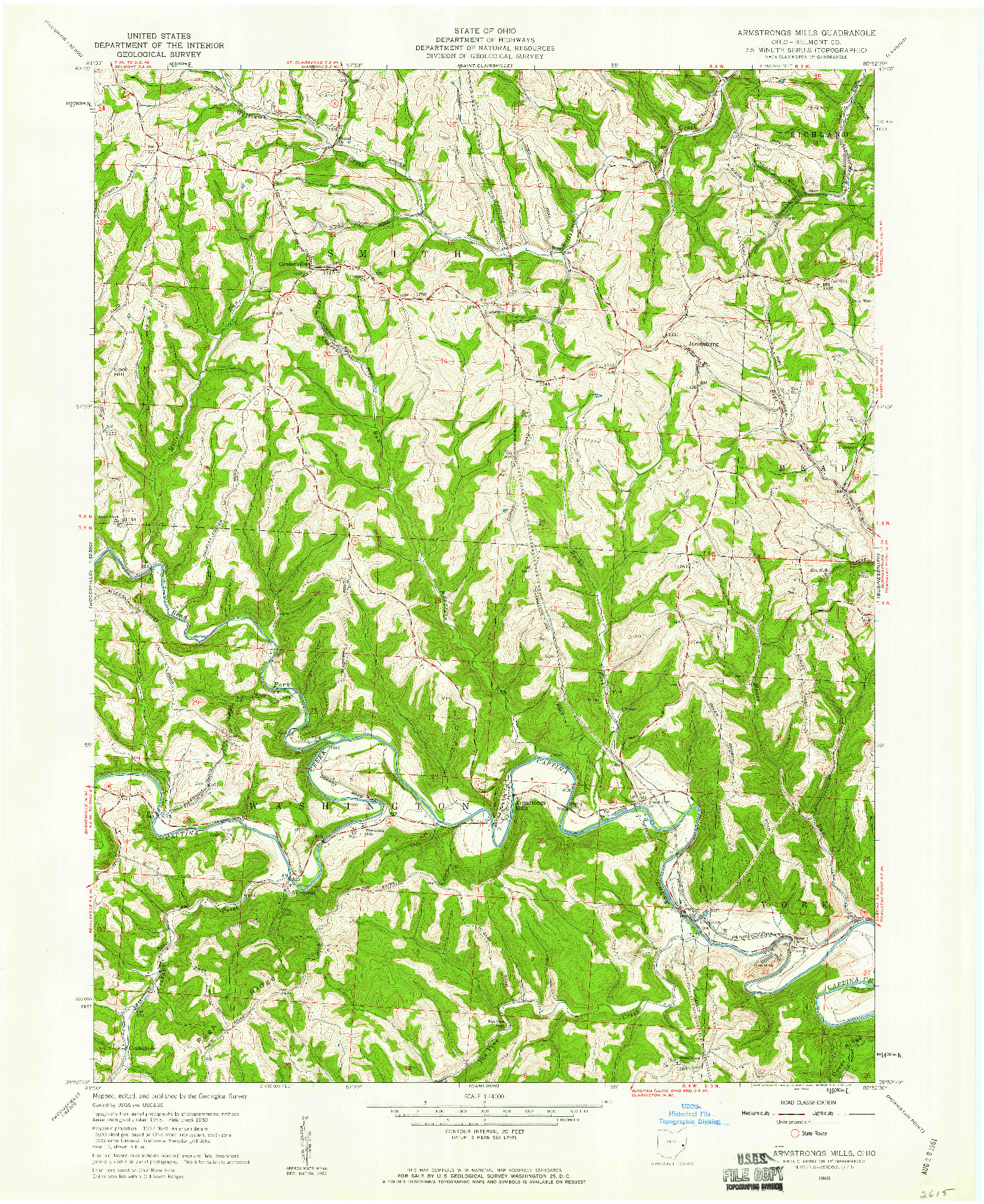 USGS 1:24000-SCALE QUADRANGLE FOR ARMSTRONGS MILLS, OH 1960