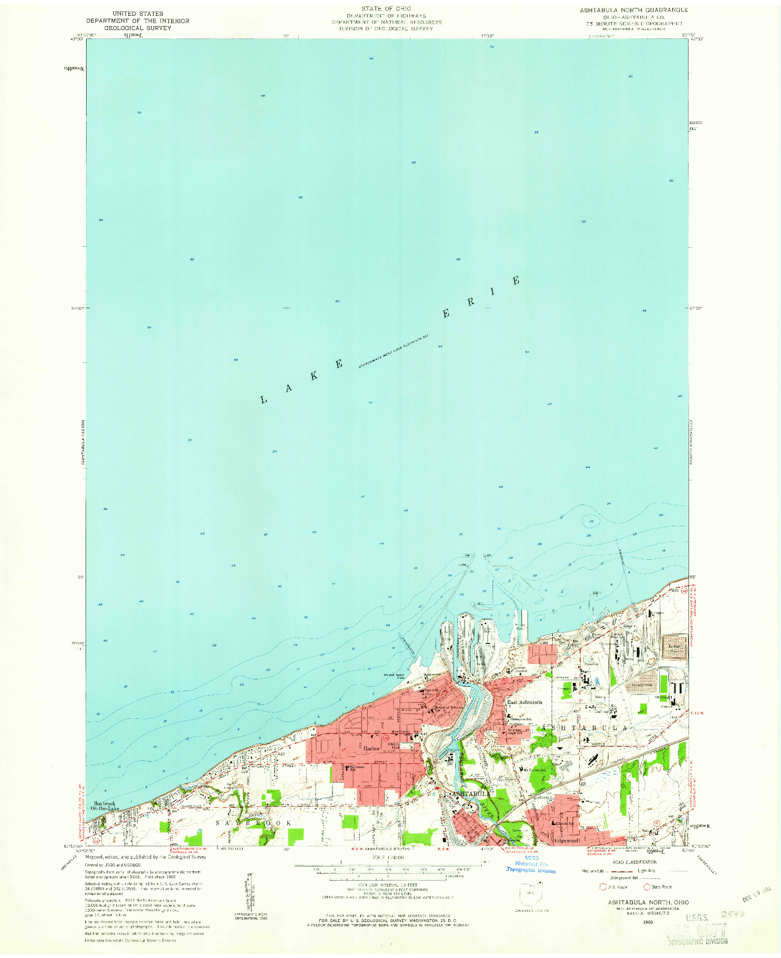 USGS 1:24000-SCALE QUADRANGLE FOR ASHTABULA NORTH, OH 1960