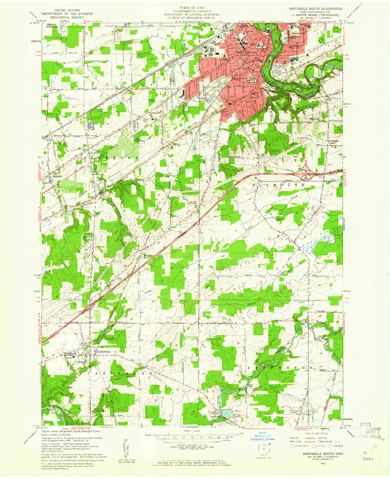 USGS 1:24000-SCALE QUADRANGLE FOR ASHTABULA SOUTH, OH 1960